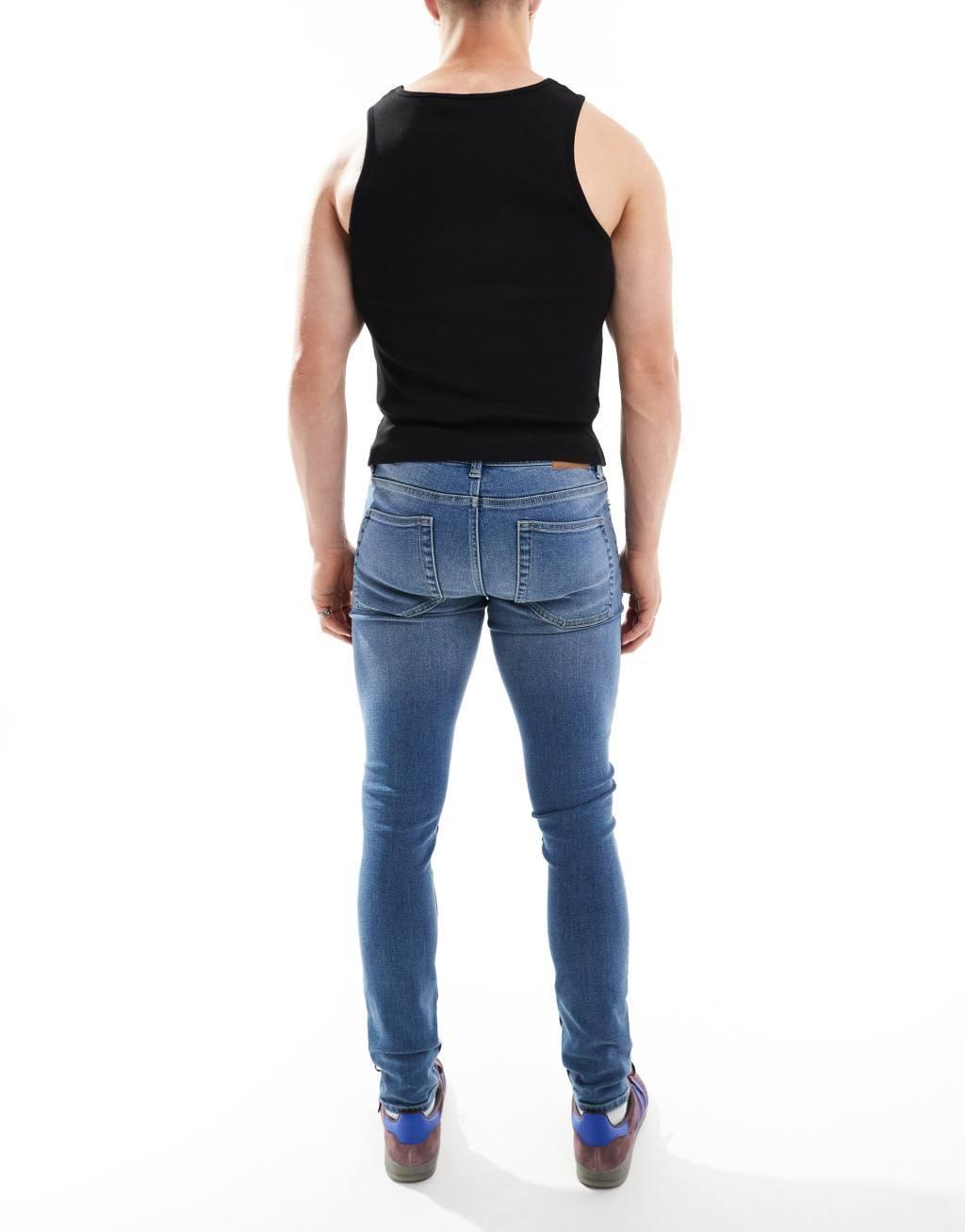 ONLY & SONS skinny fit jeans in mid blue wash Product Image