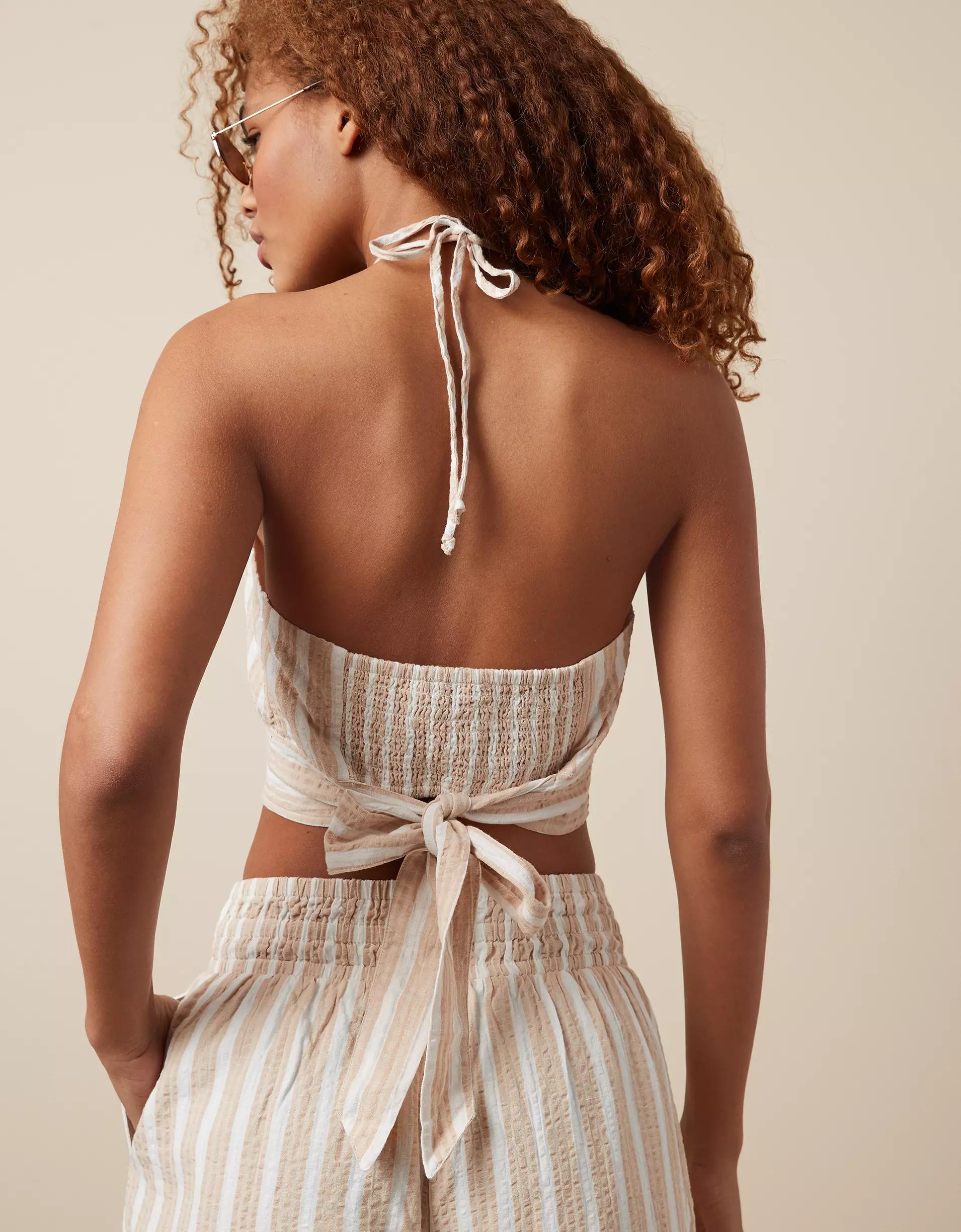 AE Cropped Tie-Back Halter Top Product Image