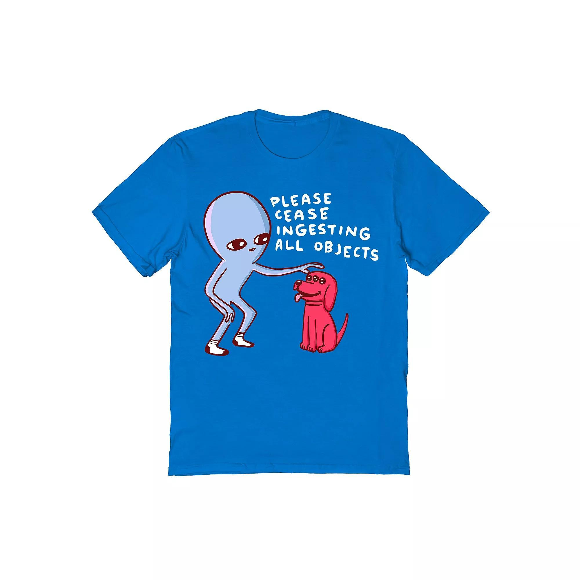Men's Strange Planet by Nathan Pyle Please Cease Ingesting All Objects Tee, Size: XL, Saphire Product Image