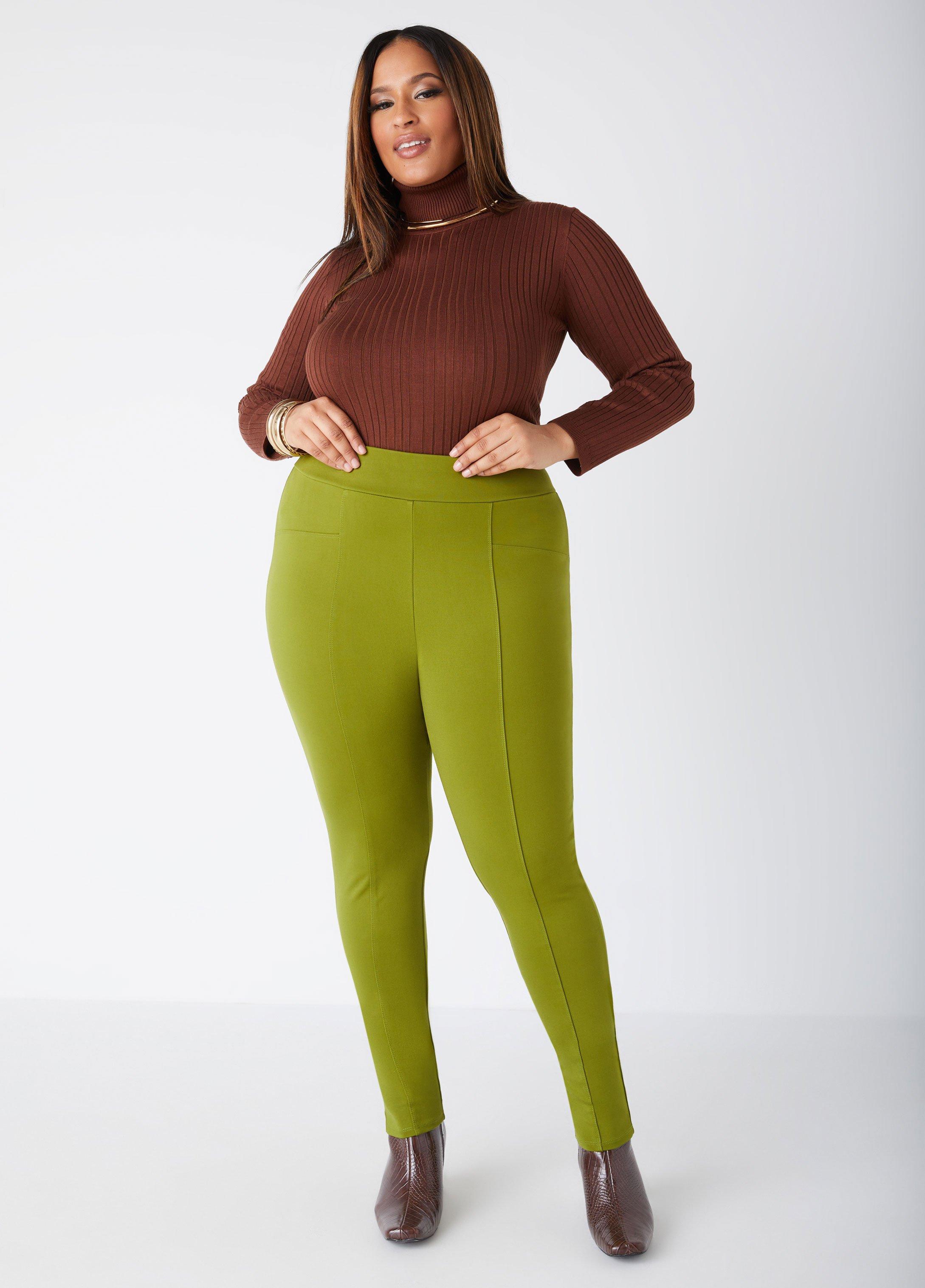 Plus Size High Rise Seamed Ponte Leggings Ashley Stewart Product Image