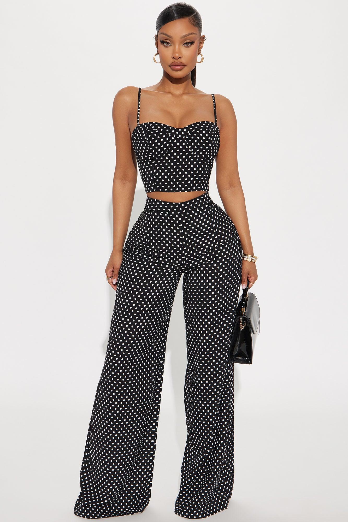 Payton Polka Dot Pant Set - Black/White Product Image
