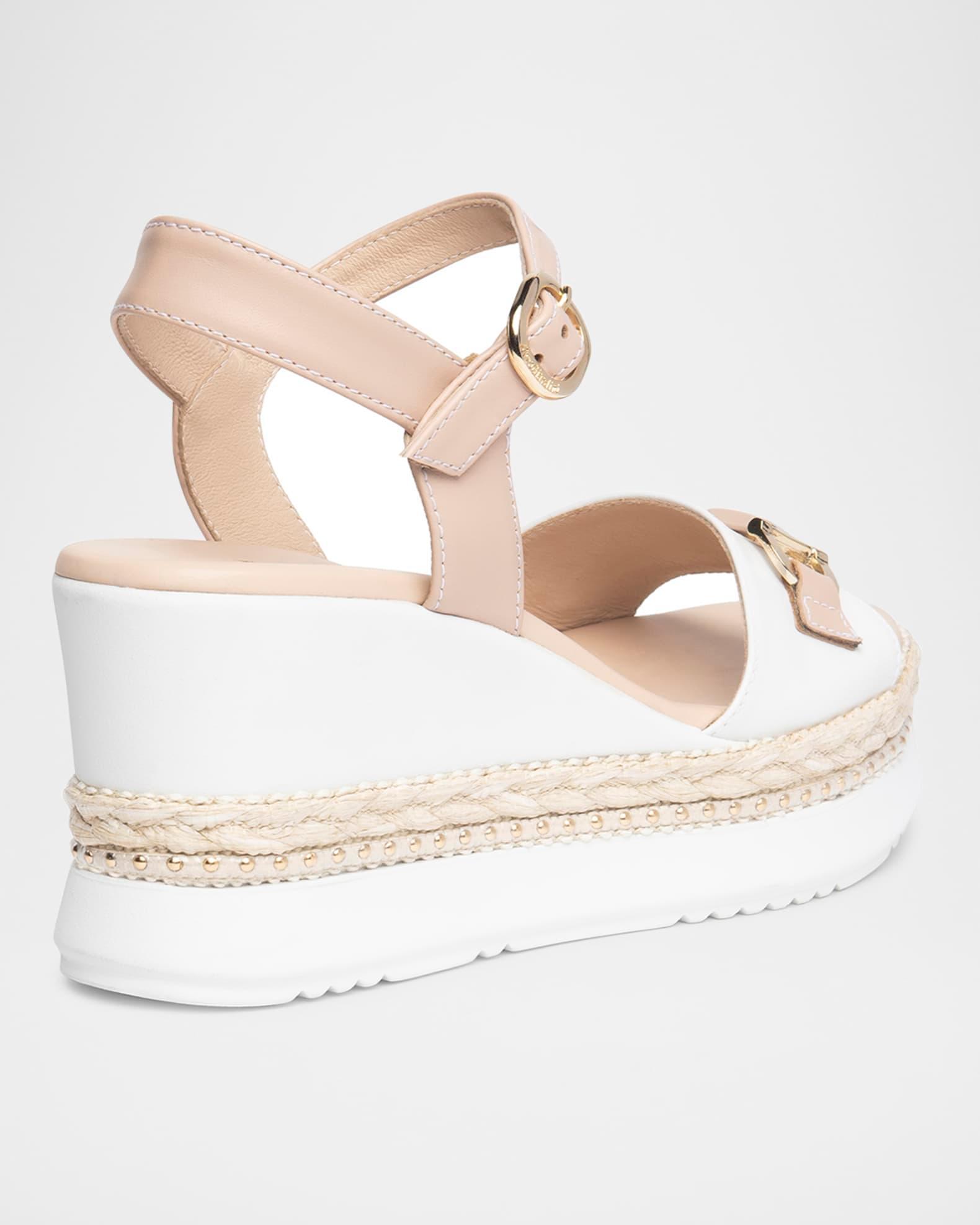 Leather Horsebit Roped Platform Wedge Sandals Product Image