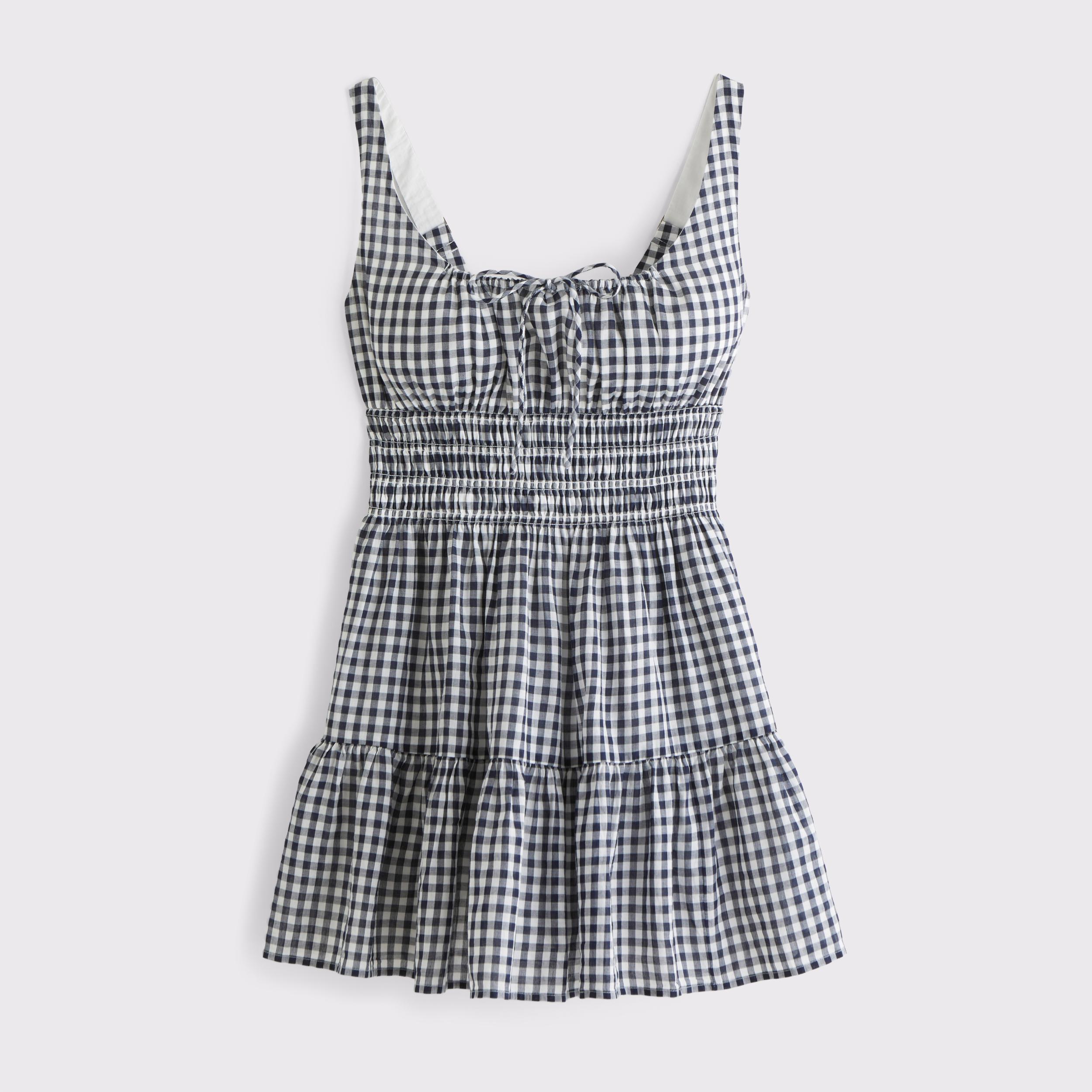 Smocked Tie-Front Mini Dress Product Image