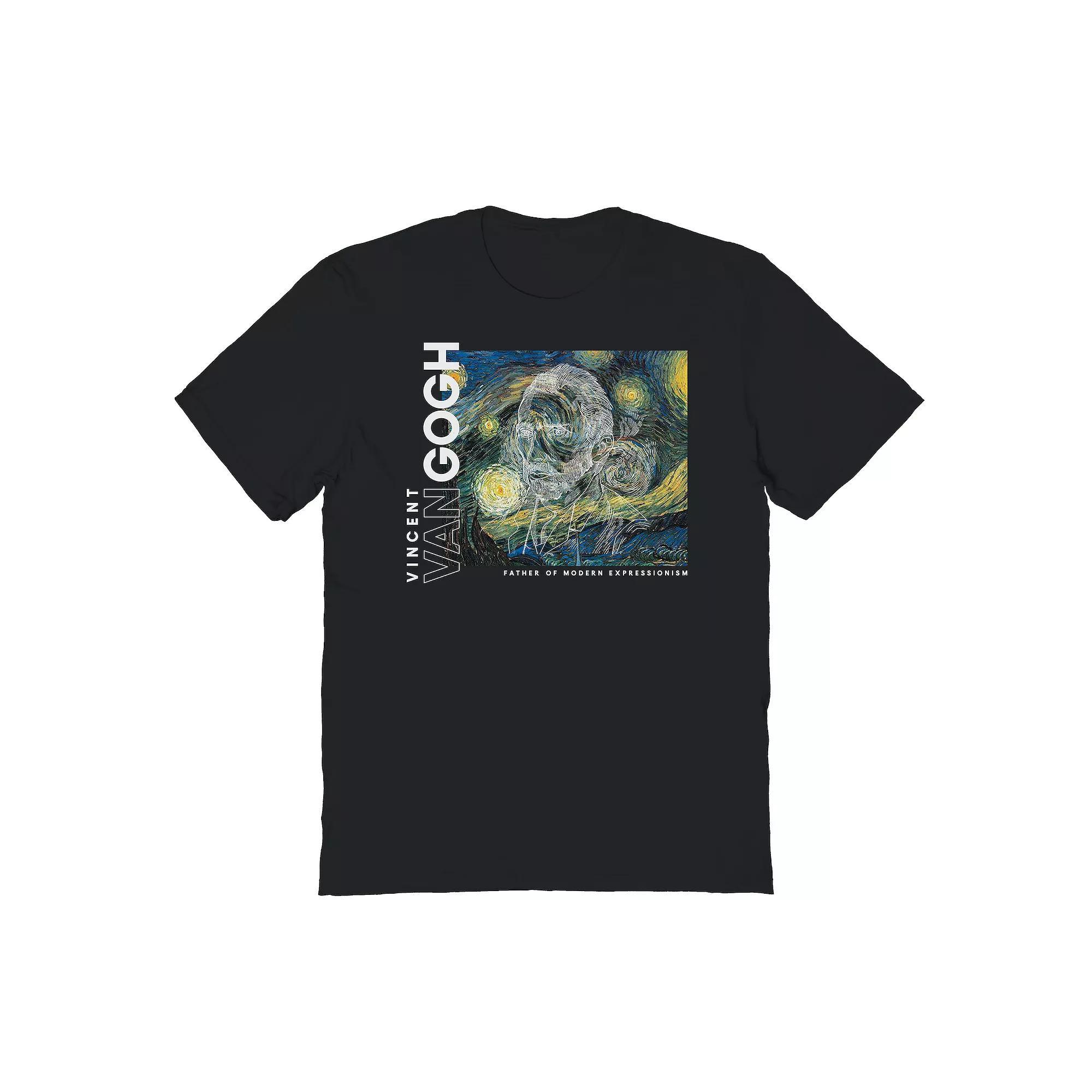 Men's Graphic Tee Van Gogh Expressionism, Size: XXL, Black Product Image