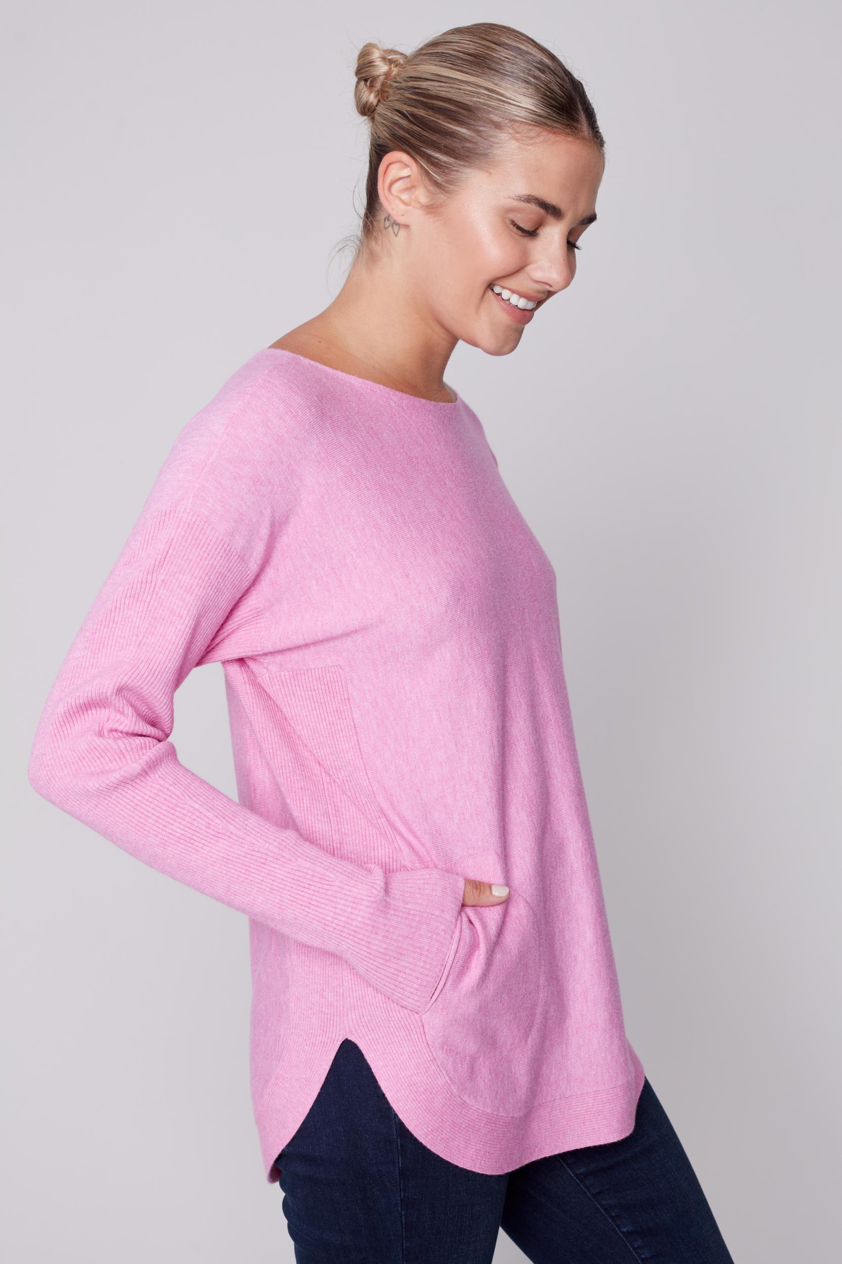 Long Sleeve Sweater with Back Eyelet Detail Product Image