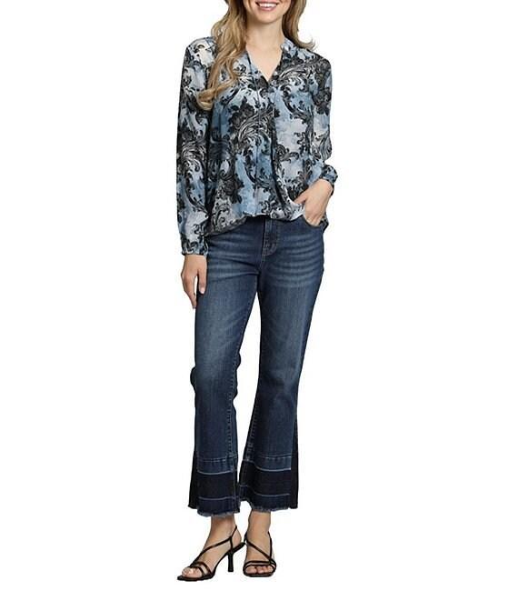 APNY Watercolor Collared Long Sleeve Crossover Top Product Image