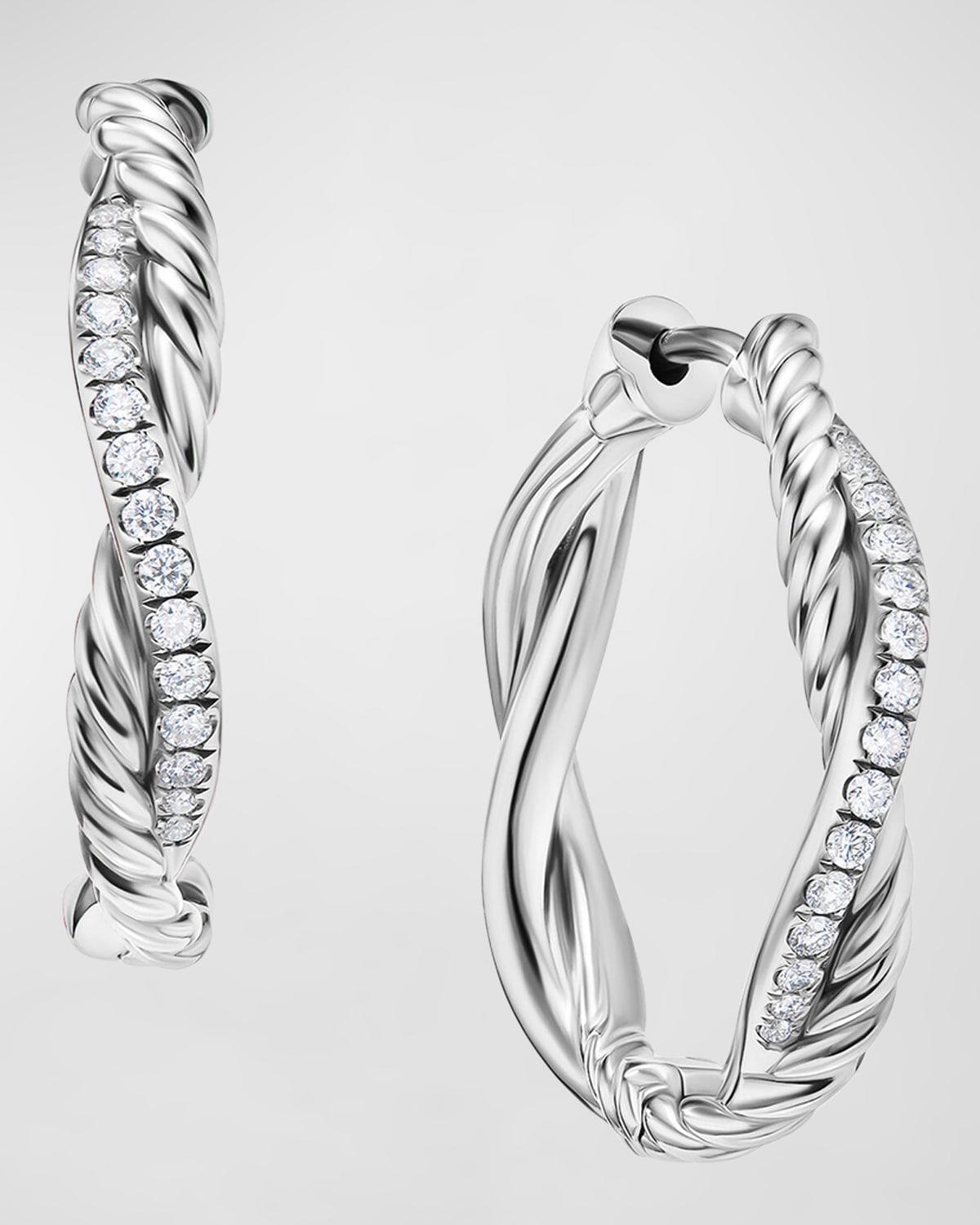 Petite Infinity Hoop Earrings in Silver with Diamonds, 4mm, 0.68L Product Image