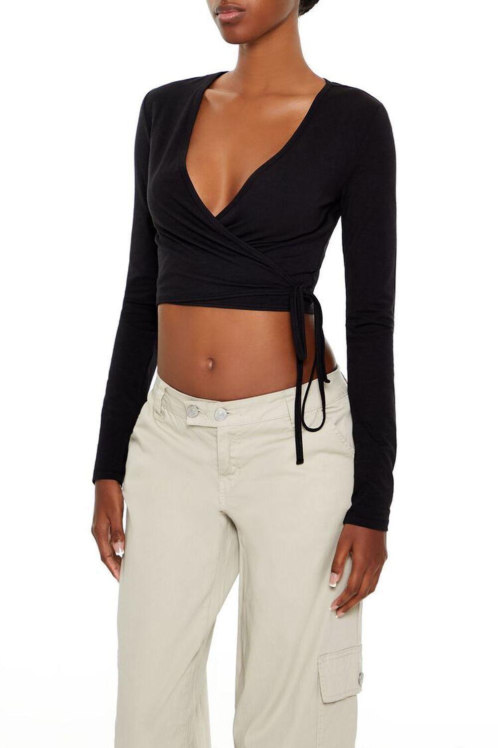 Ribbed Knit Wrap Crop Top | Forever 21 Product Image