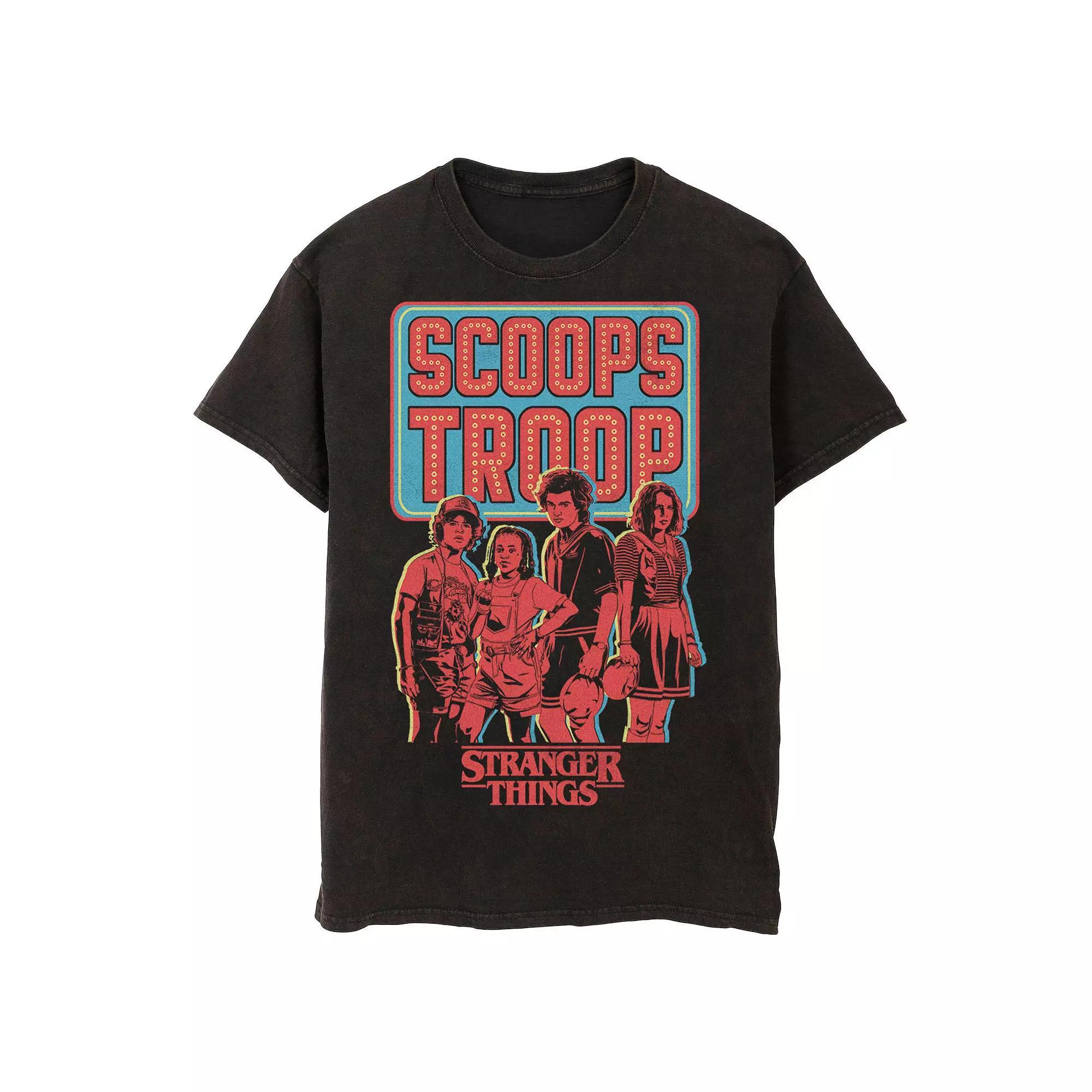 Men's Stranger Things Scoops Troop Mineral Wash Graphic Tee,  Product Image