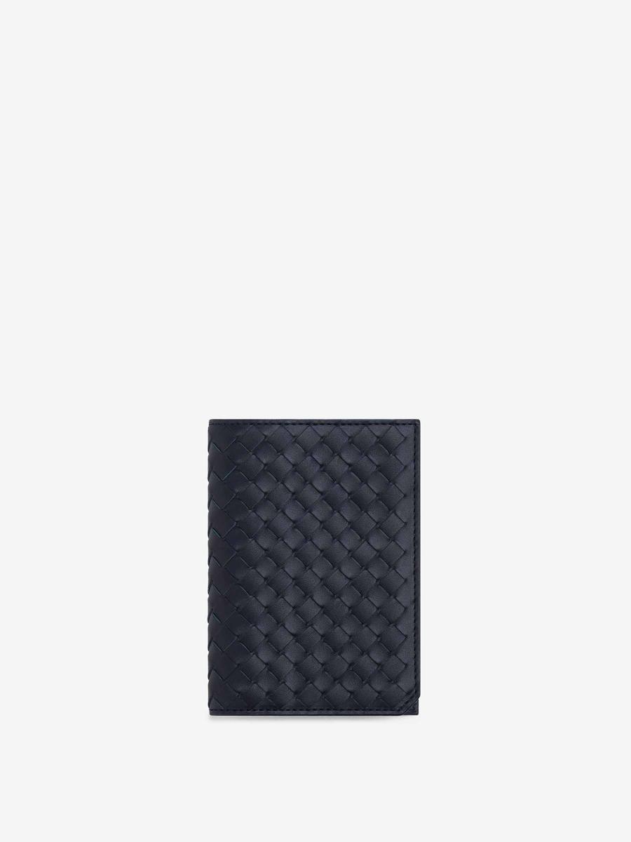 BOTTEGA VENETA Intrecciato Passport Wallet In Blue Product Image