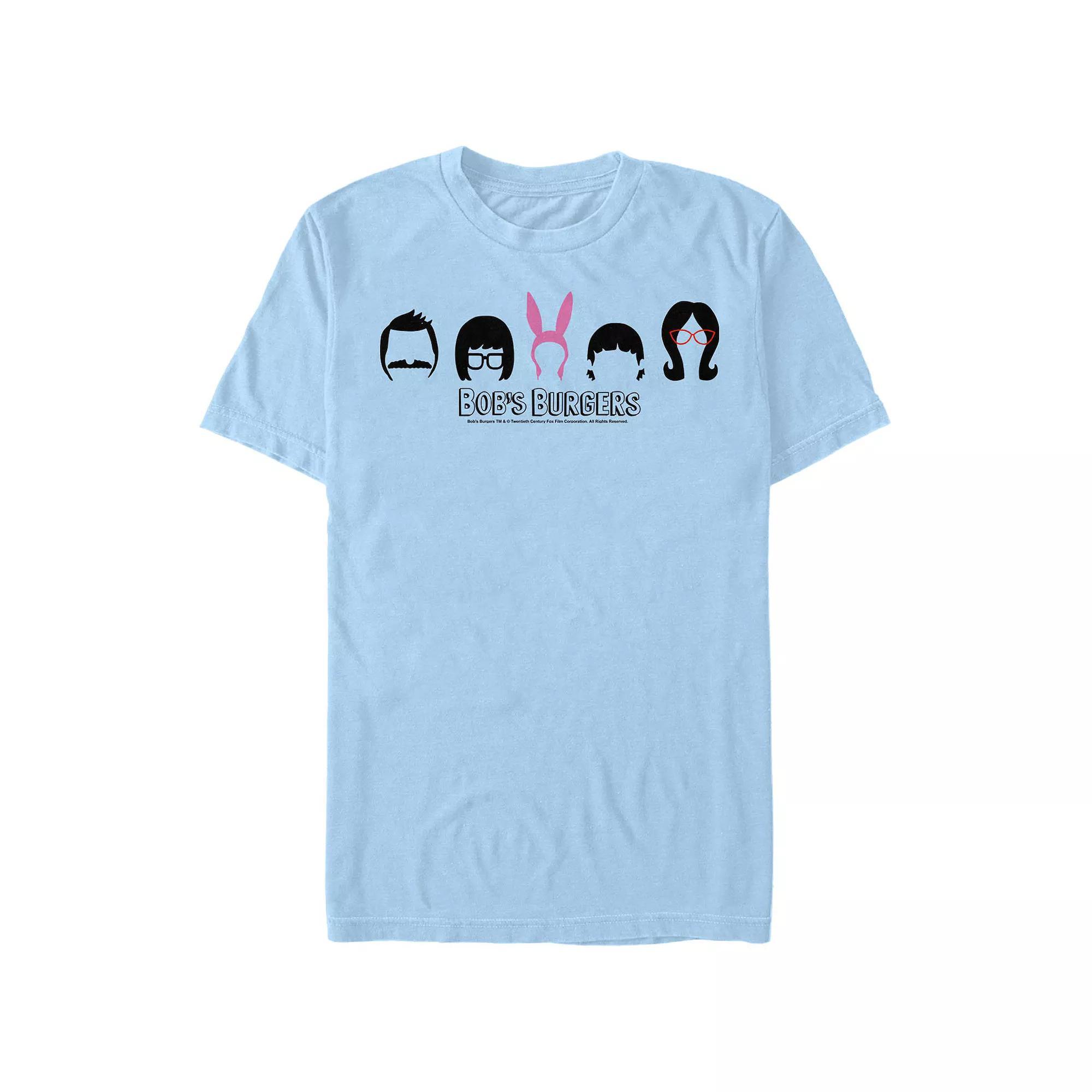 Men's Bob's Burgers Head Silhouettes Graphic Tee, Size: Medium, Light Blue Product Image