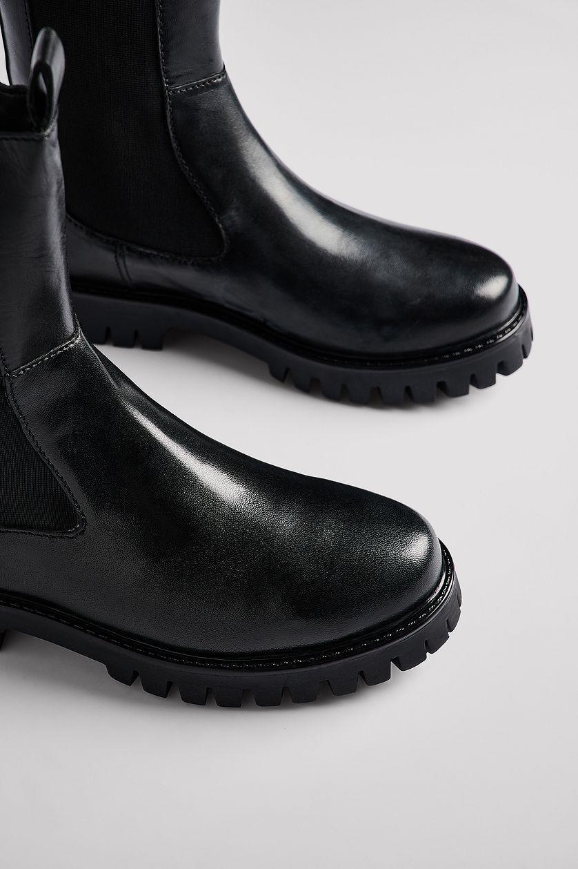 Leather Elastic Boots Product Image