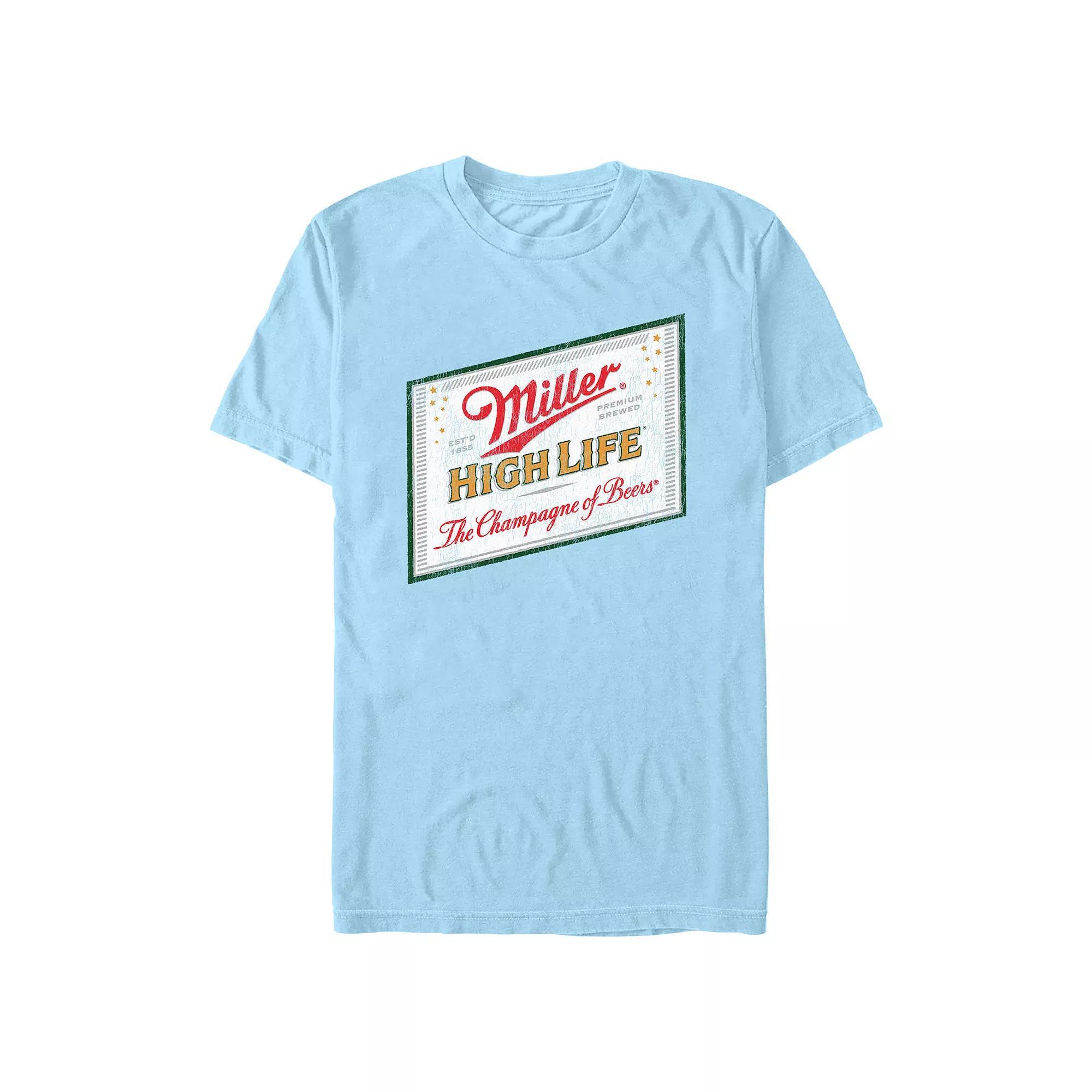 Men's Coors Light Miller High Life Label Graphic Tee, Size: Large, Light Blue Product Image