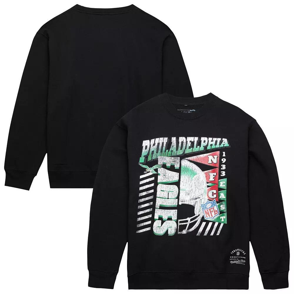 Men's Mitchell & Ness  Black Philadelphia Eagles Easy Cool Pullover Sweatshirt, Size: Small Product Image