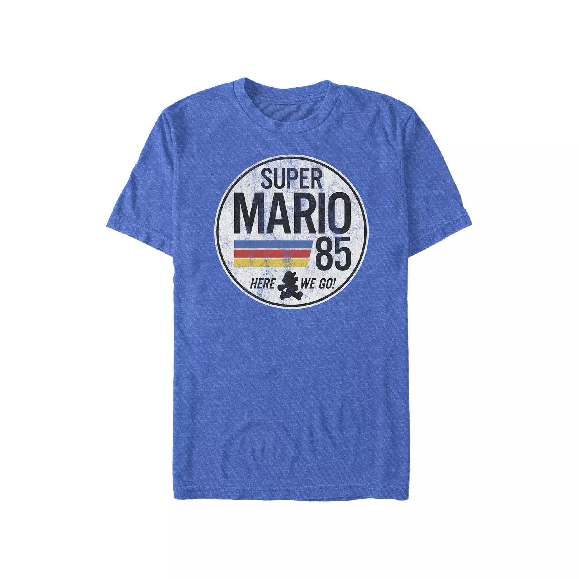 Big & Tall Super Mario Bros Est. 1985 Here We Go! Graphic Tee, Men's, Size: 3XL Tall, Royal Grey Product Image
