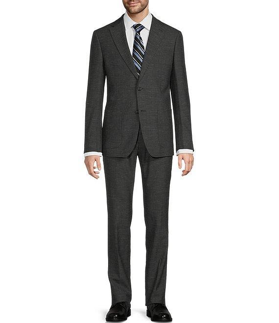 Hickey Freeman Modern Fit Flat Front Solid Linen Wool Blend 2-Piece Suit Product Image
