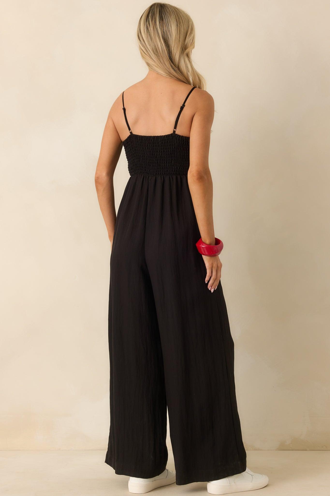 Z Supply Black Rayon Beachside Smocked Jumpsuit Product Image