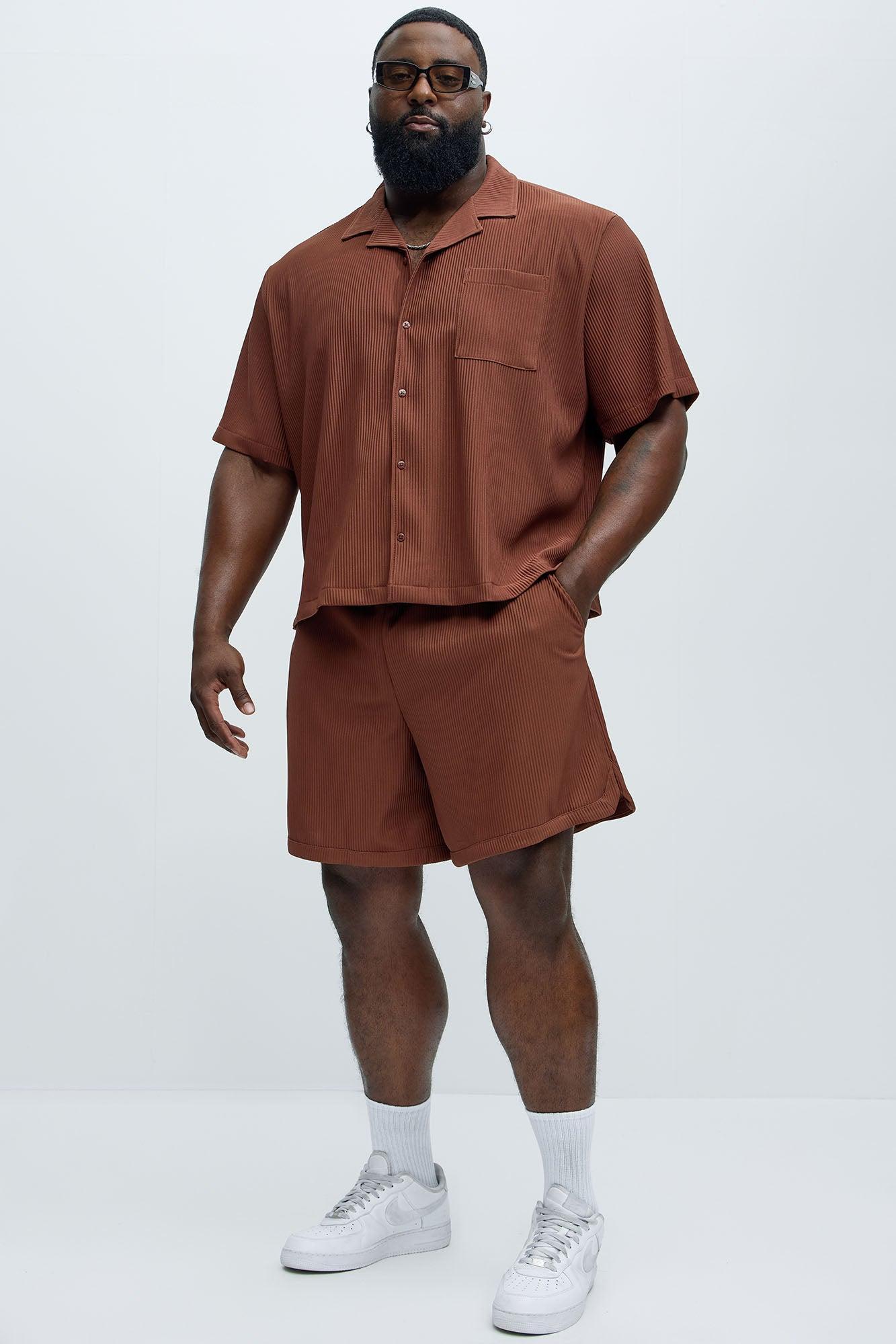 Show Up Short Sleeve Cuban Shirt - Chocolate Product Image