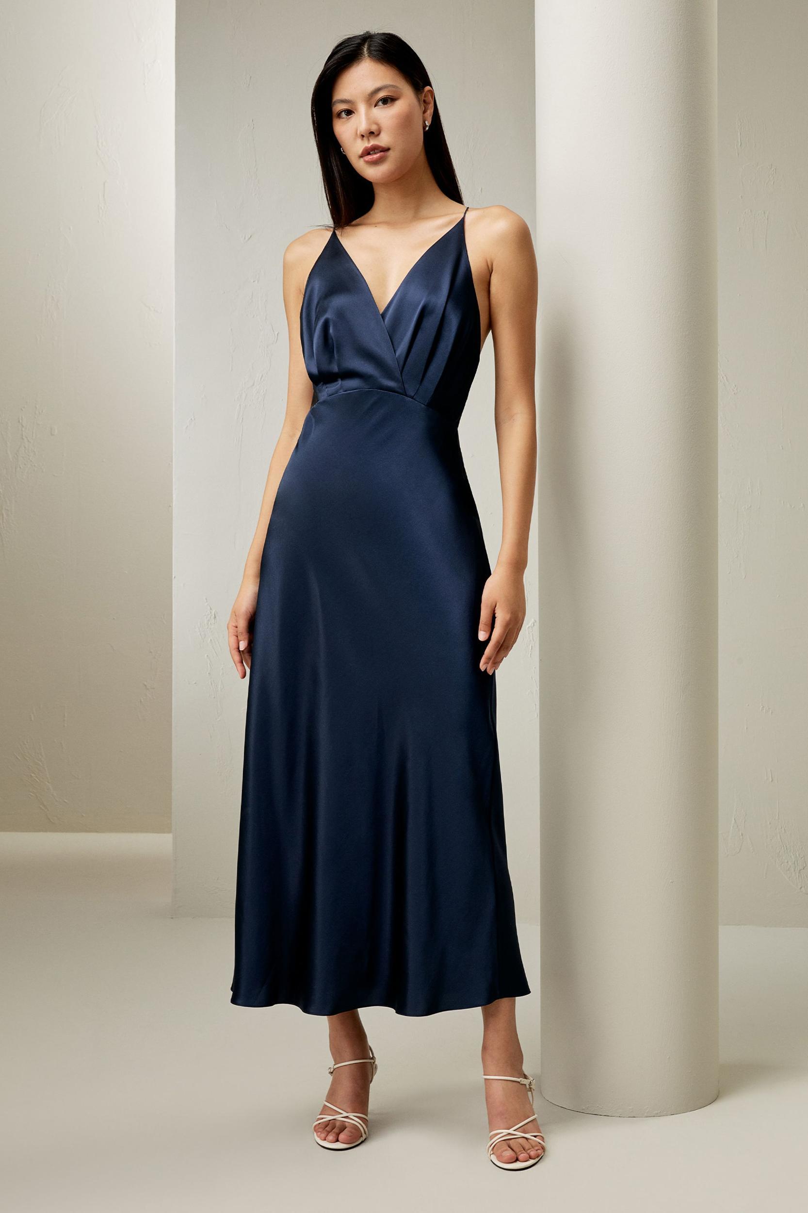 LILYSILK Silk Maxi Dress - for Women - Navy Blue Pure Silk - Skin Friendly Plunging V-Neck Dress 6 Product Image