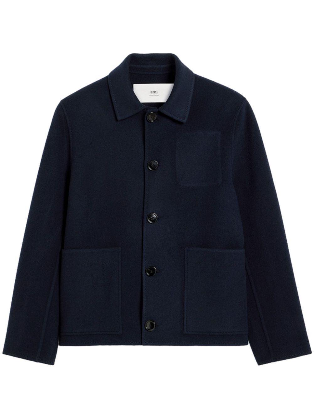 AMI ALEXANDRE MATTIUSSI Boxy Buttoned Jacket Blue In Navy Blue Product Image