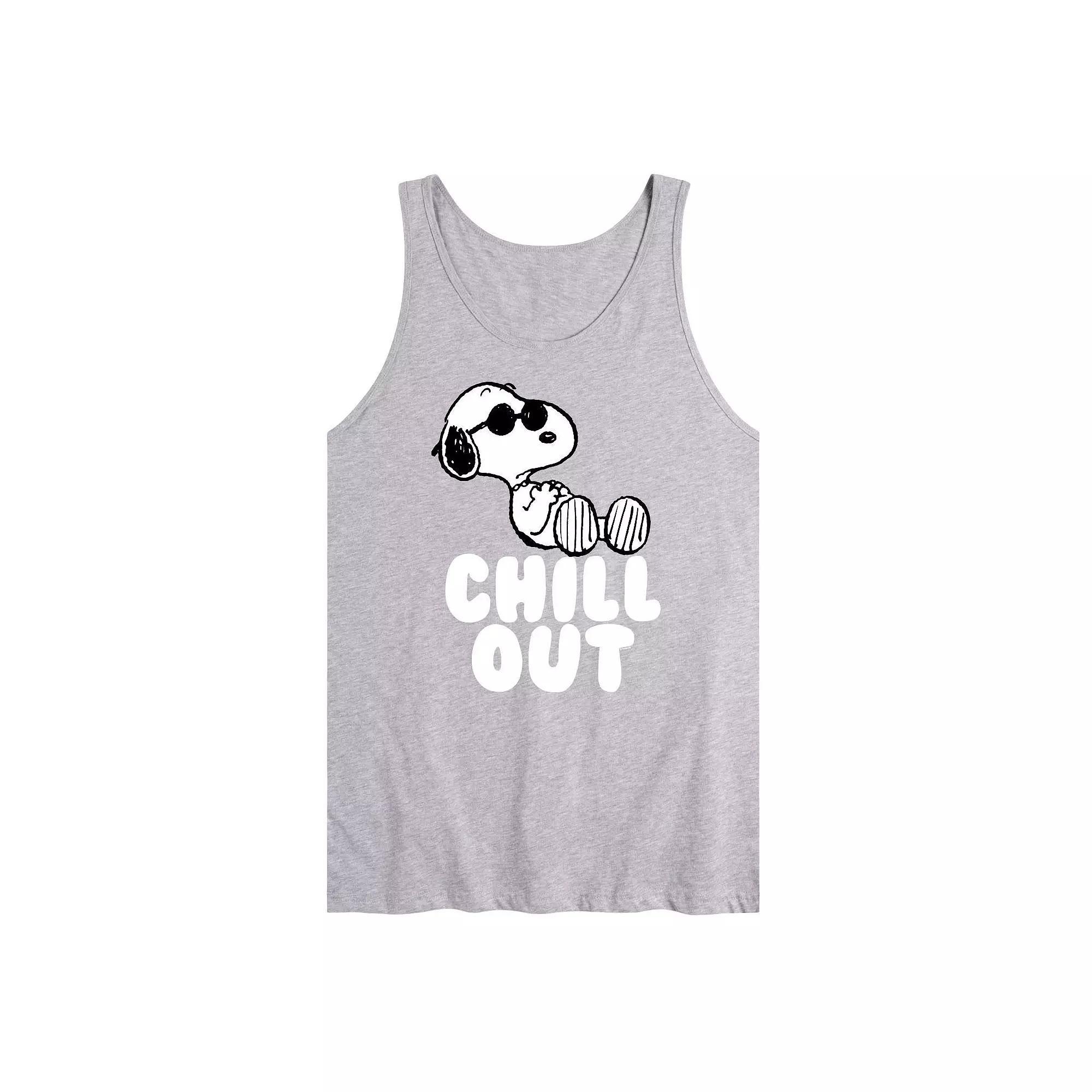 Men's Peanuts Snoopy Chill Out Graphic Tank Top, Size: Large, Gray Product Image