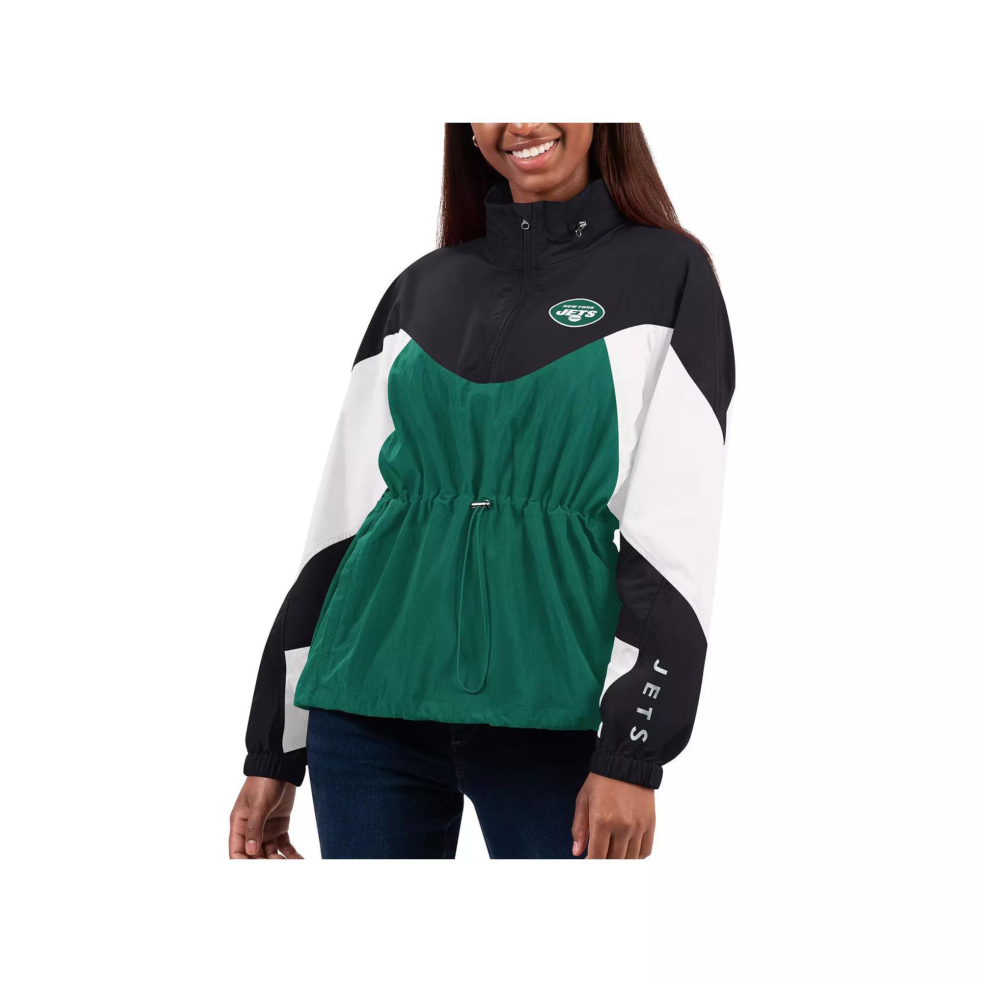 Women's G-III 4Her by Carl Banks Green/Black New York Jets Tie Breaker Lightweight Quarter-Zip Jacket, Size: 2XL Product Image
