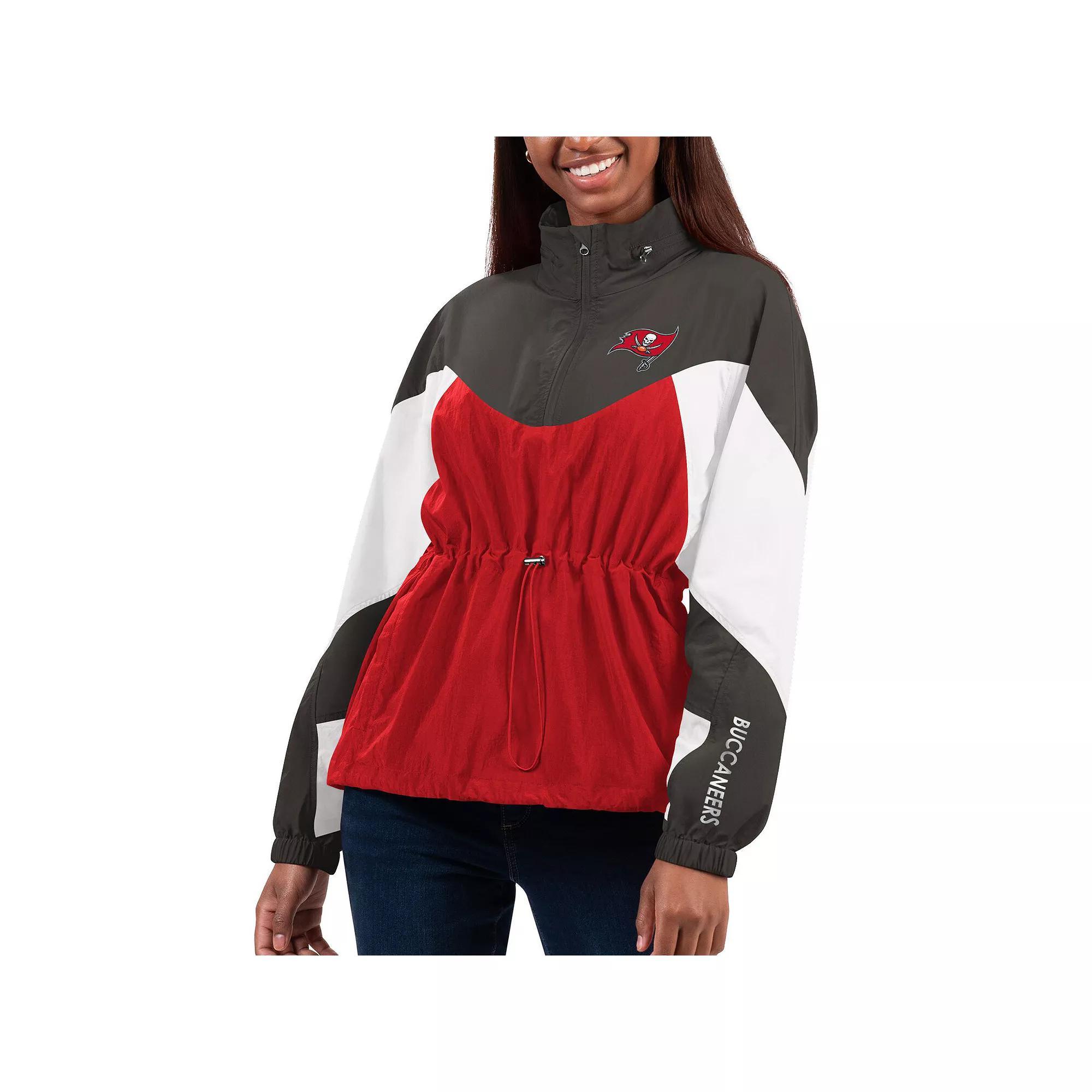 Women's G-III 4Her by Carl Banks Red/Pewter Tampa Bay Buccaneers Tie Breaker Lightweight Quarter-Zip Jacket, Size: Large Product Image