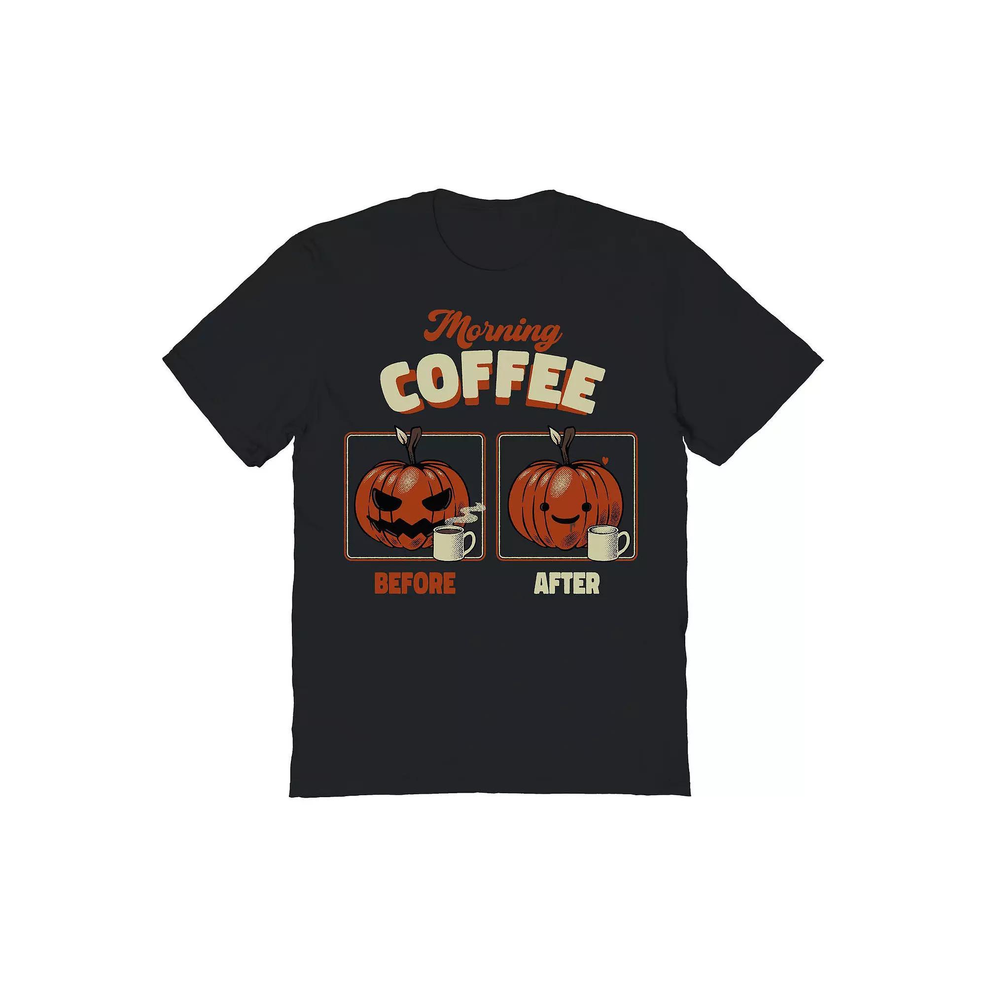 Men's COLAB89 by Threadless Morning Coffee Before And After Graphic Tee, Size: XXL, Black Product Image