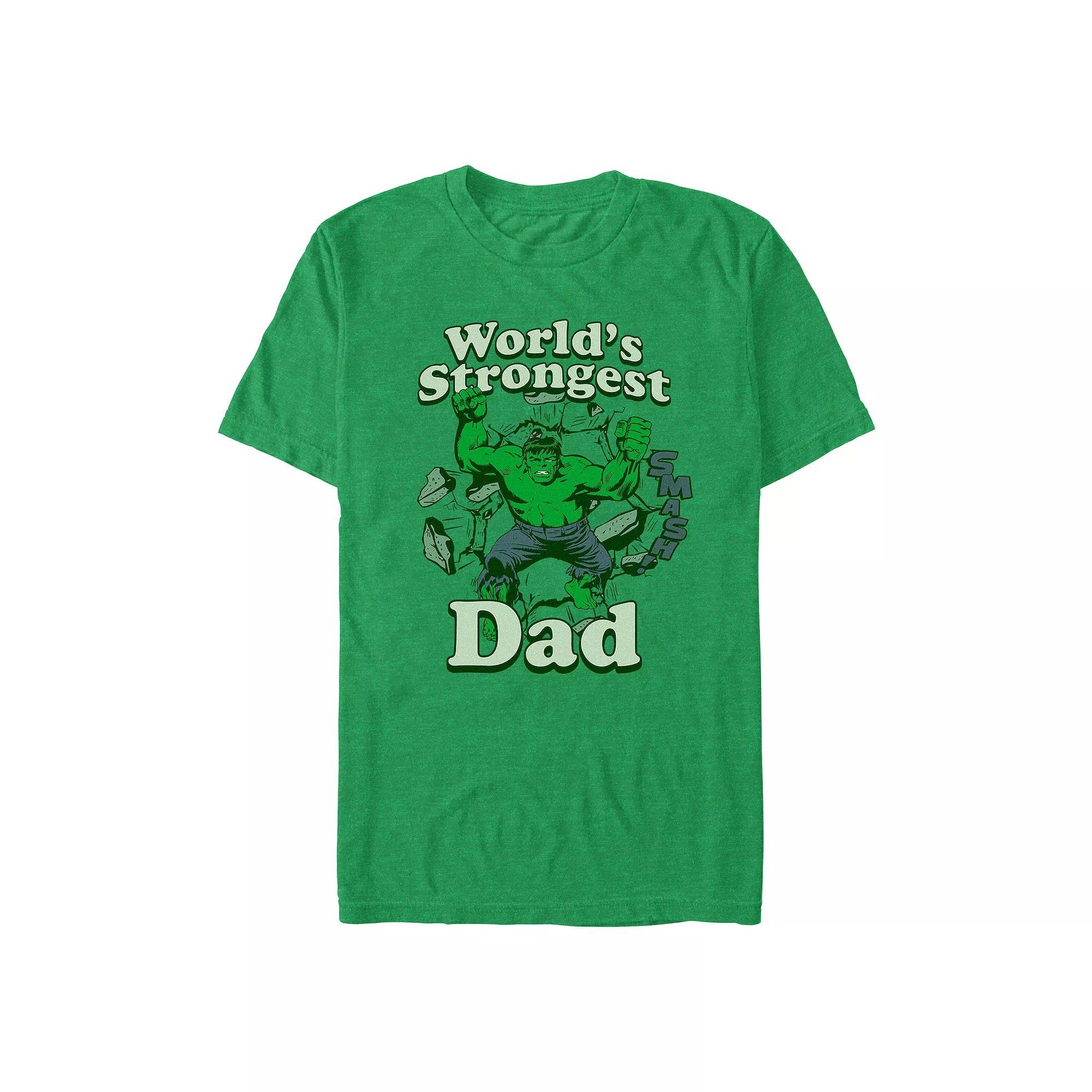 Men's Marvel The Incredible Hulk World's Strongest Dad Graphic Tee, Size: Small, Kelly Grey Product Image