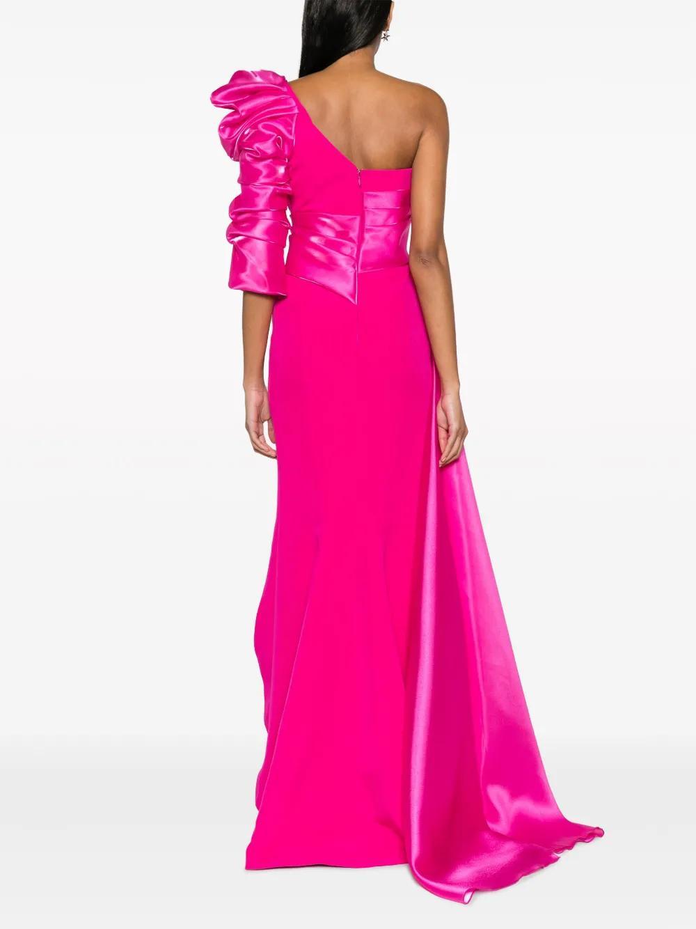 asymmetric draped one-shoulder gown Product Image