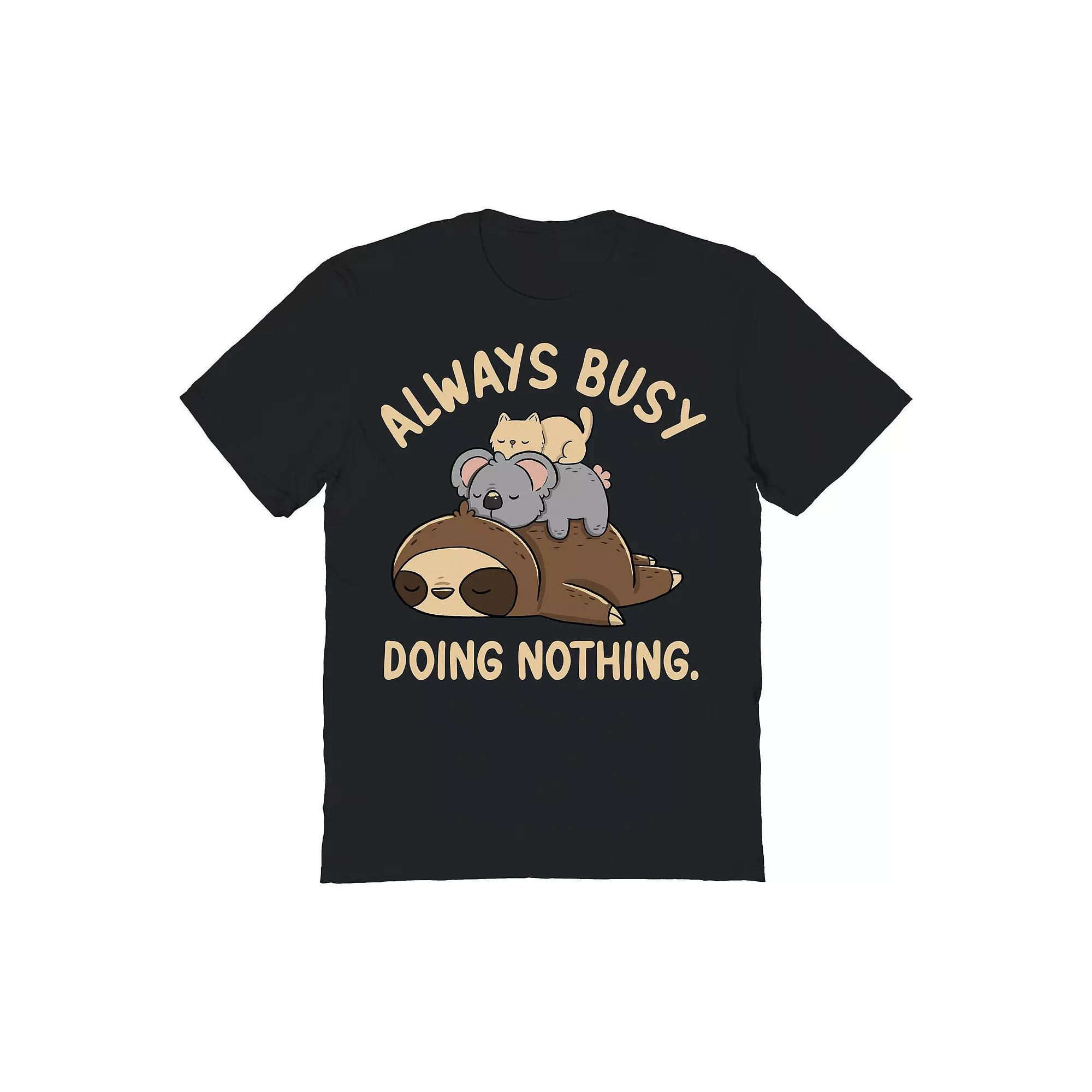 Men's COLAB89 by Threadless Always Busy Doing Nothing Graphic Tee, Size: XXL, Black Product Image