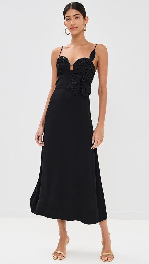 FARM Rio Black Flowered Bust Midi Dress | Shopbop Product Image