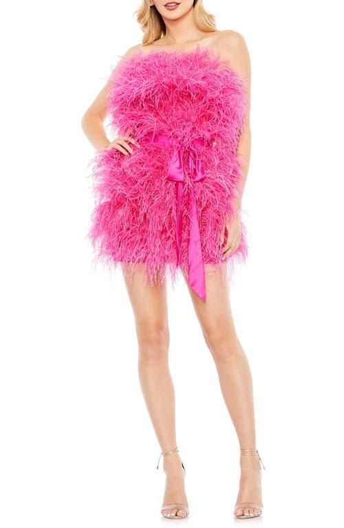 Womens Feather Strapless Mini Dress Product Image