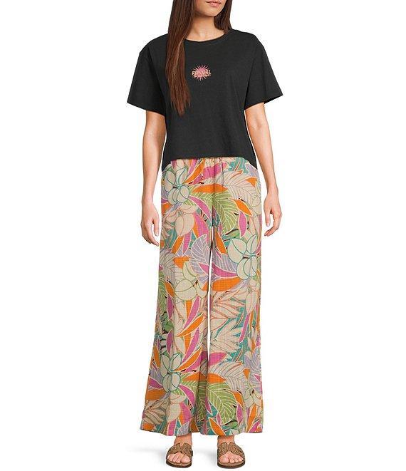 Rip Curl Vadella Tropical Floral Print Wide Leg Pants Product Image