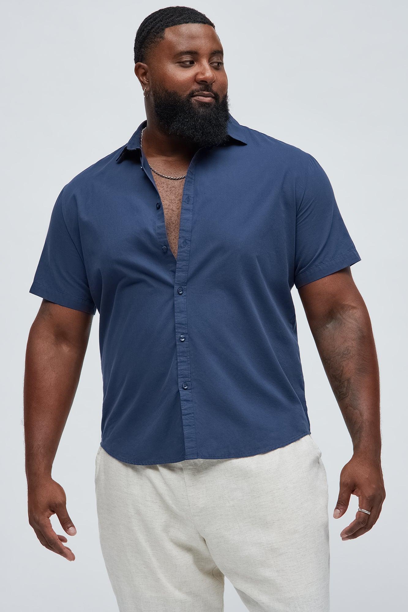 Ryland Short Sleeve Button Up Shirt - Navy Product Image