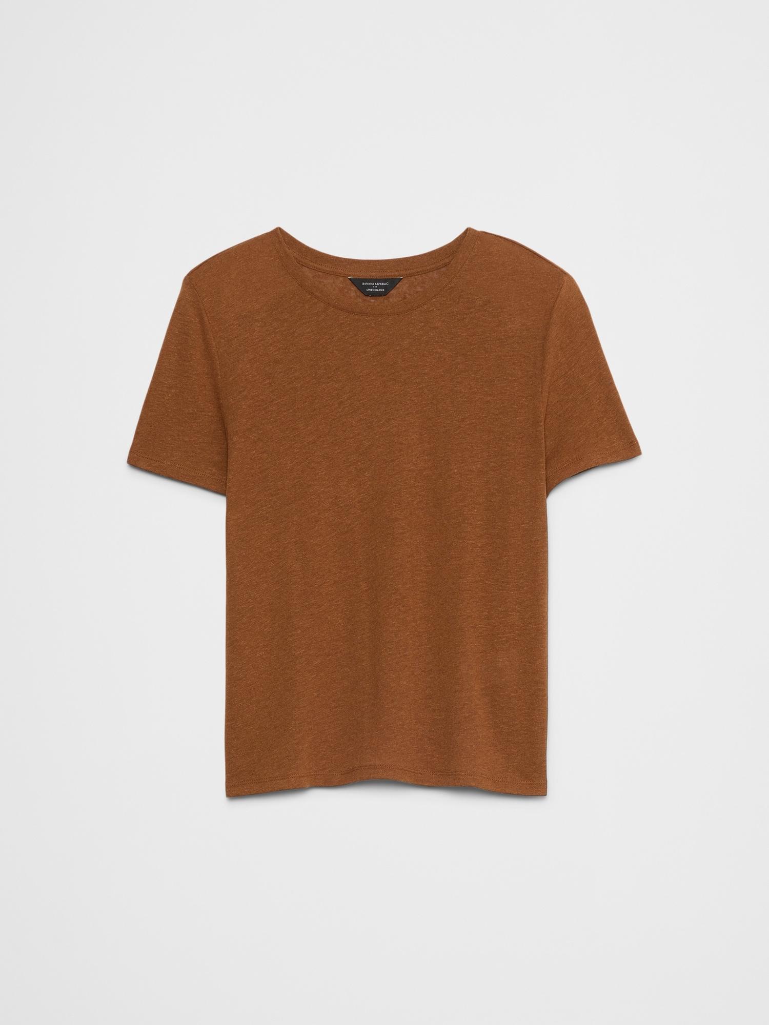 Linen-Blend Crew-Neck Top Product Image