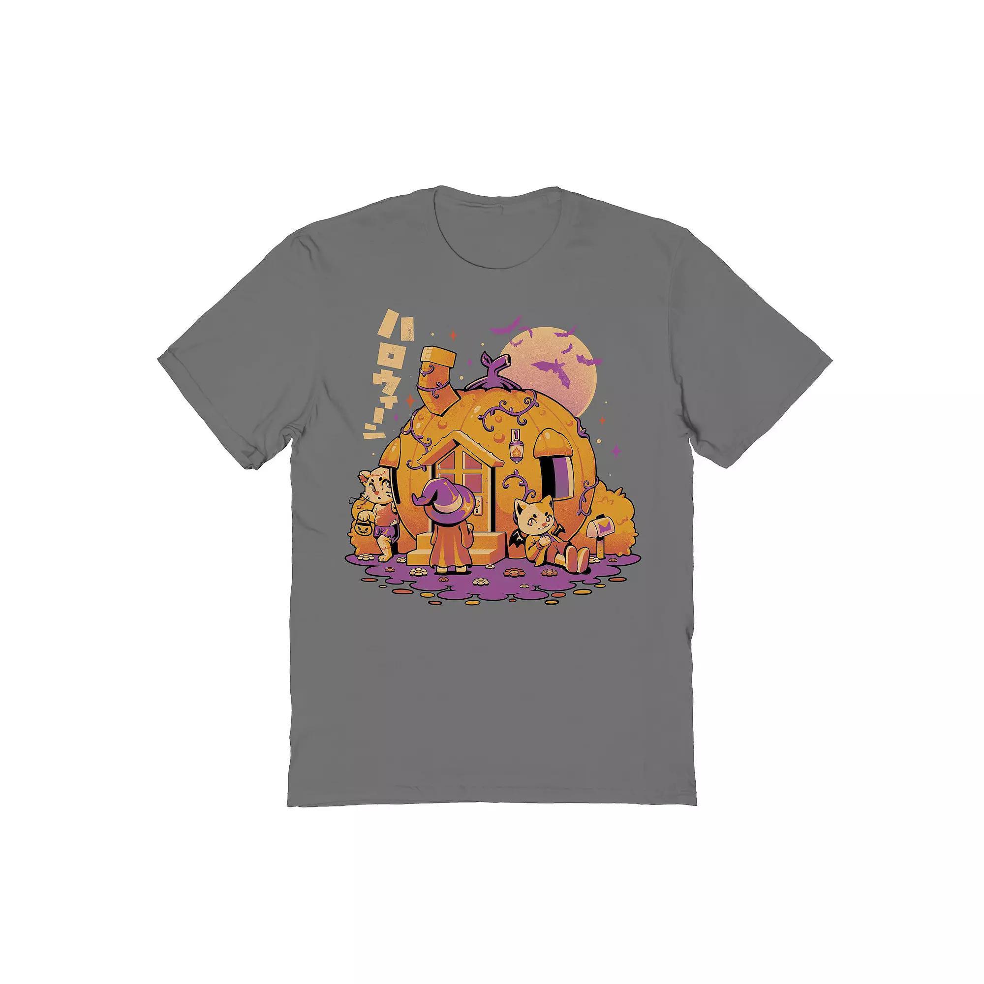 Men's Purrpkin House Halloween Graphic Tee, Size: XL, Grey Product Image