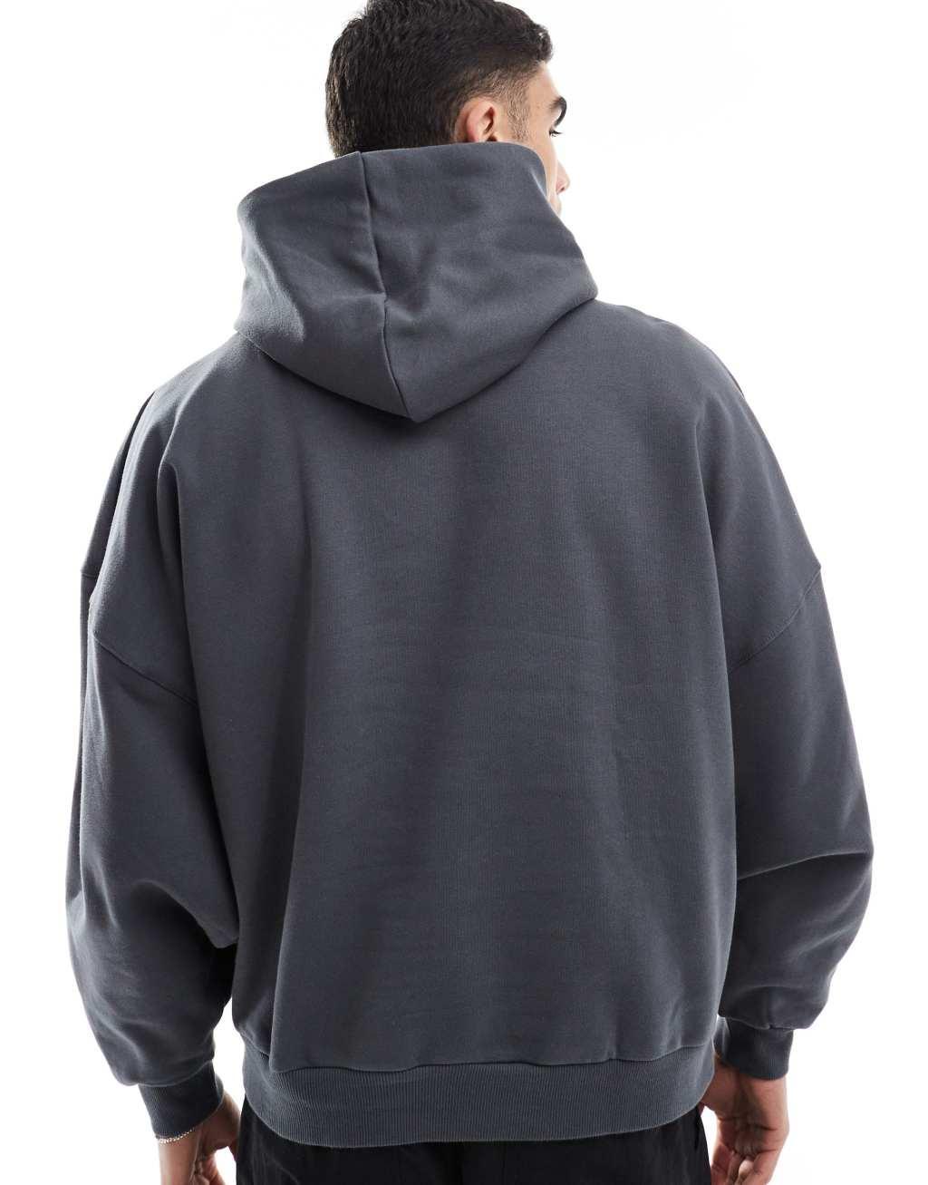 ASOS DESIGN premium heavyweight extreme oversized hoodie 400gsm in washed black Product Image