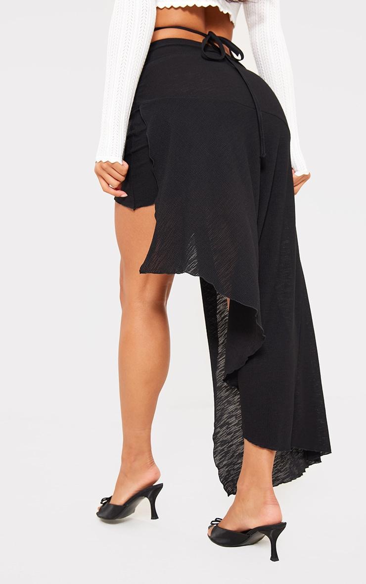 Black Asymmetric Wrap Over Midaxi Skirt Product Image