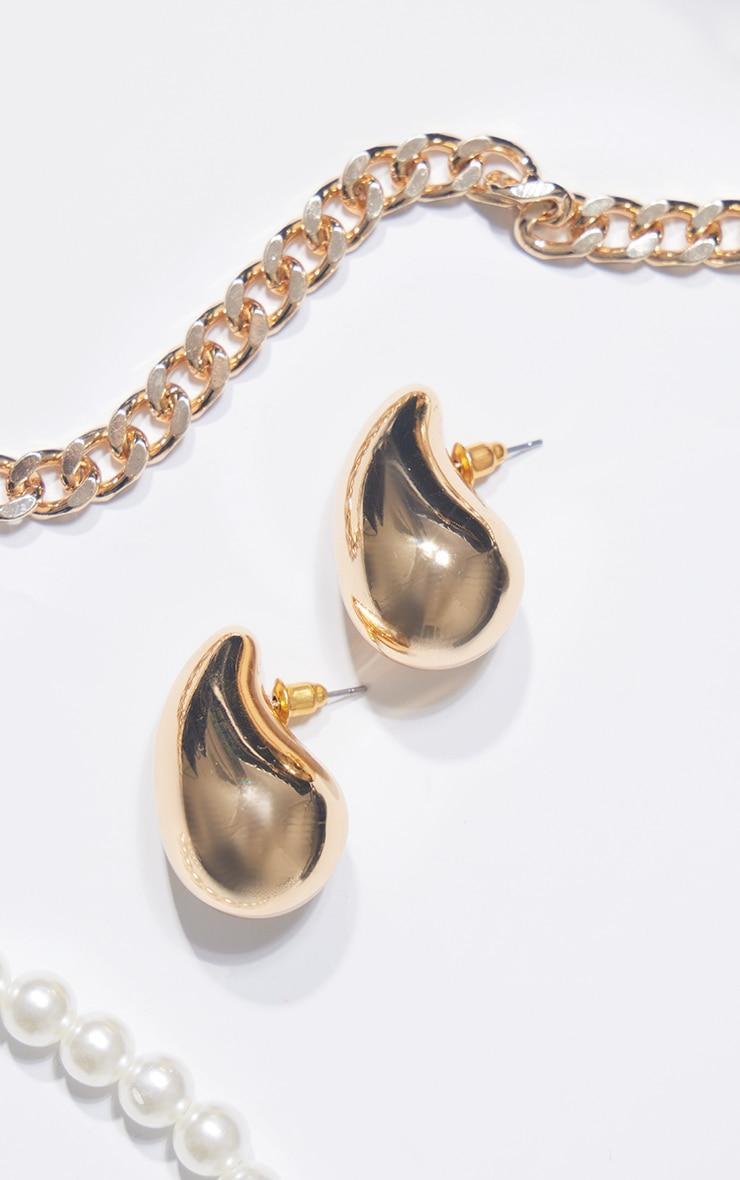  Gold Tear Drop Mini Statement Earrings Product Image