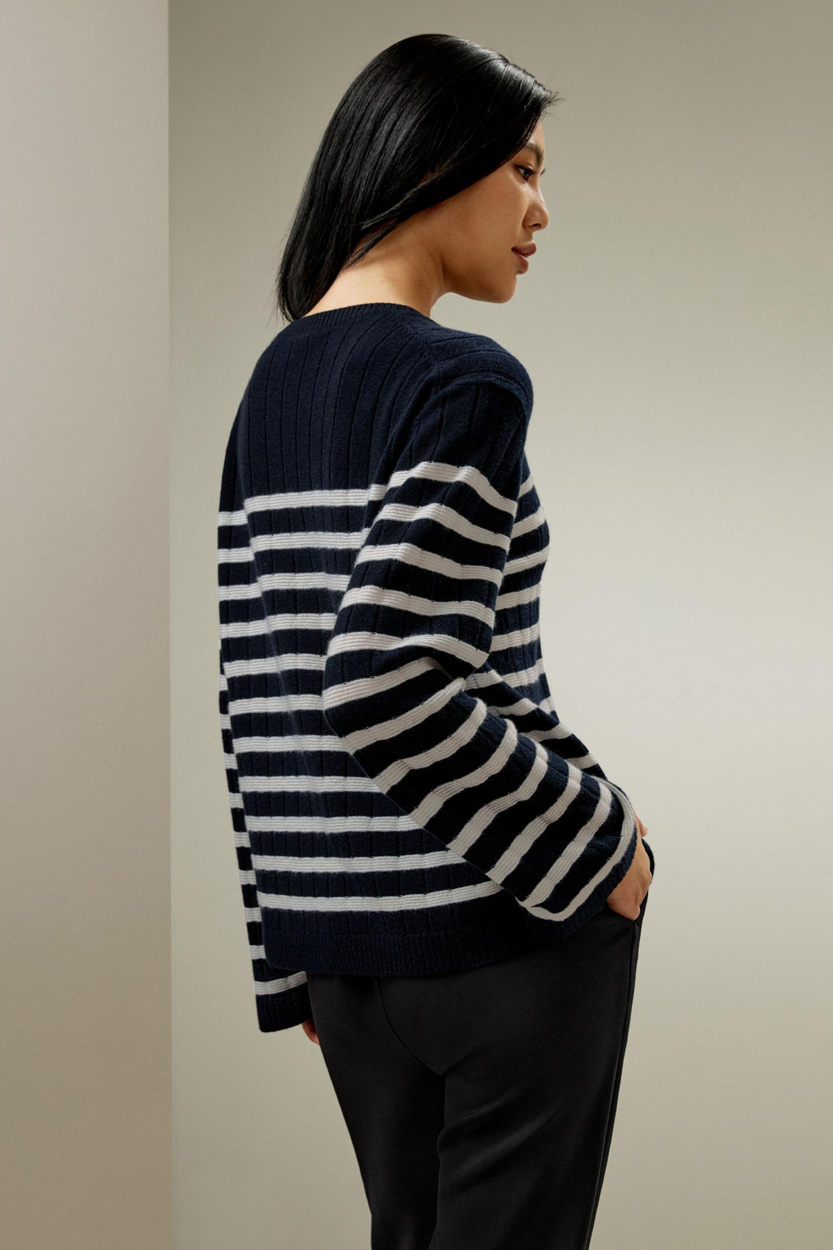 Drop-Shoulder Striped Cashmere Sweater Product Image
