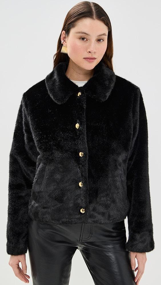 English Factory Faux Fur Collared Jacket | Shopbop Product Image