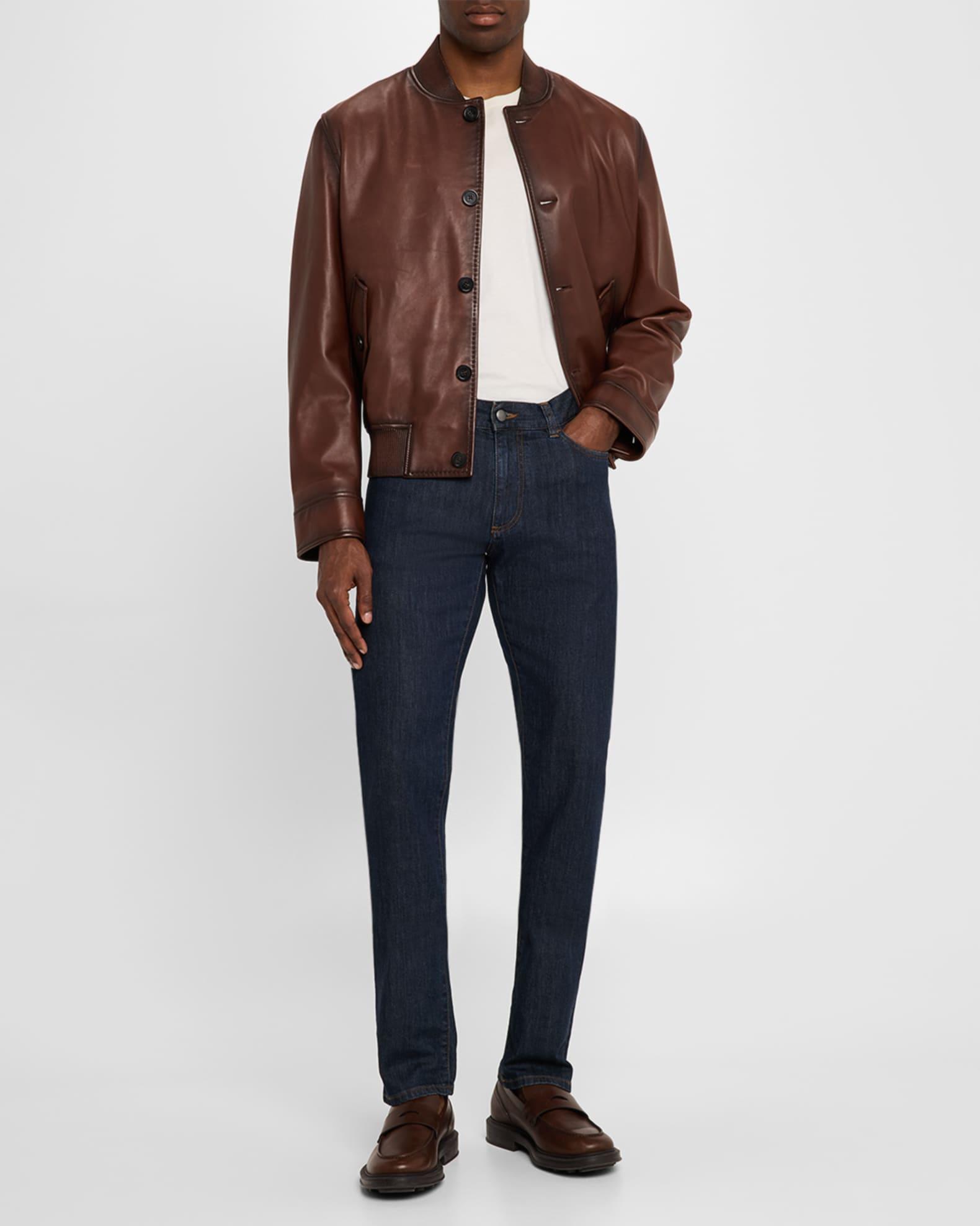 Men's Napa Leather Bomber Jacket Product Image