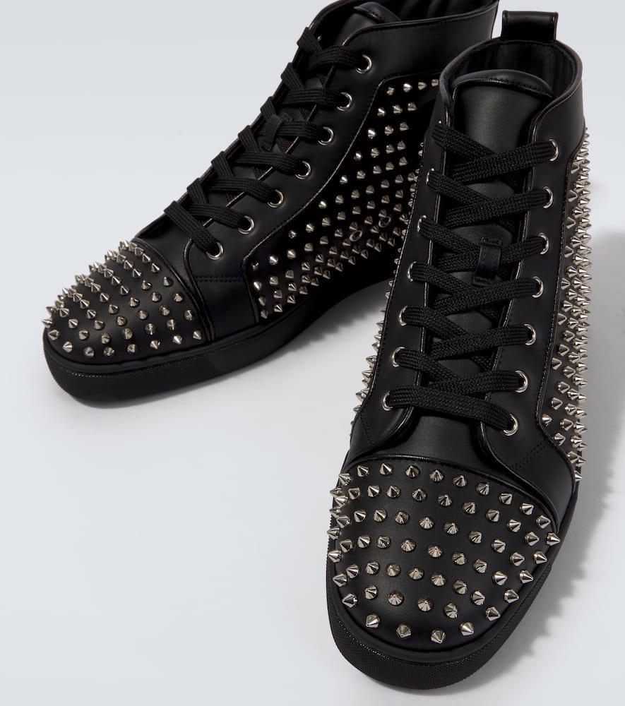 CHRISTIAN LOUBOUTIN Louis Spikes Leather Sneakers In Black Product Image