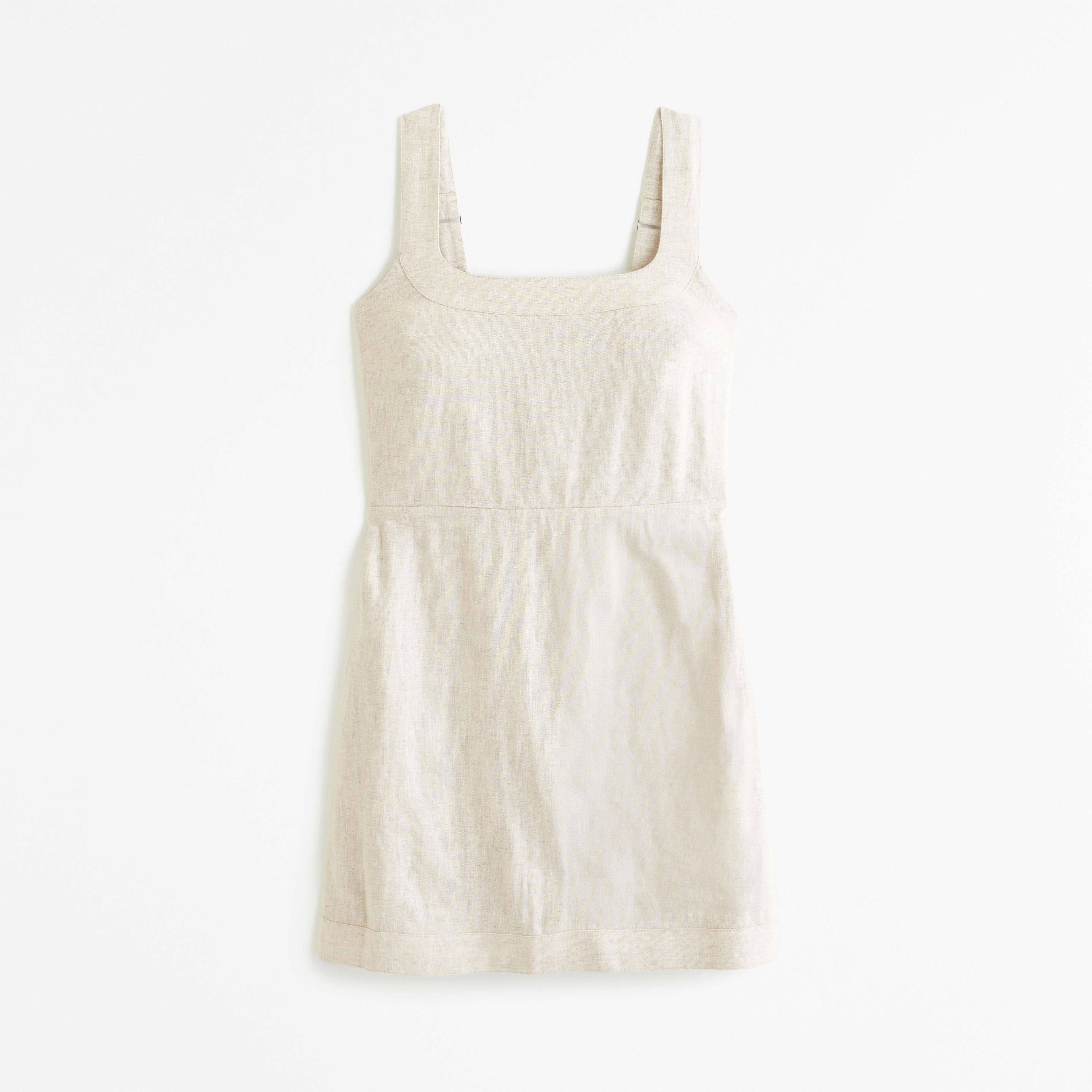 Linen-Blend Wide Strap Mini Dress Product Image