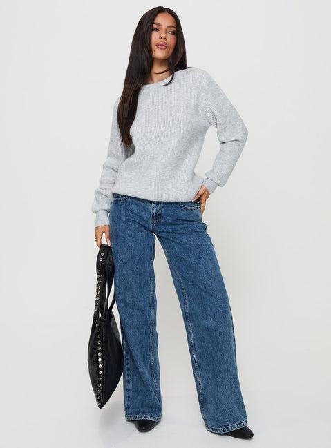 Abrams Rib Knit Crew Sweater Grey Marle Product Image