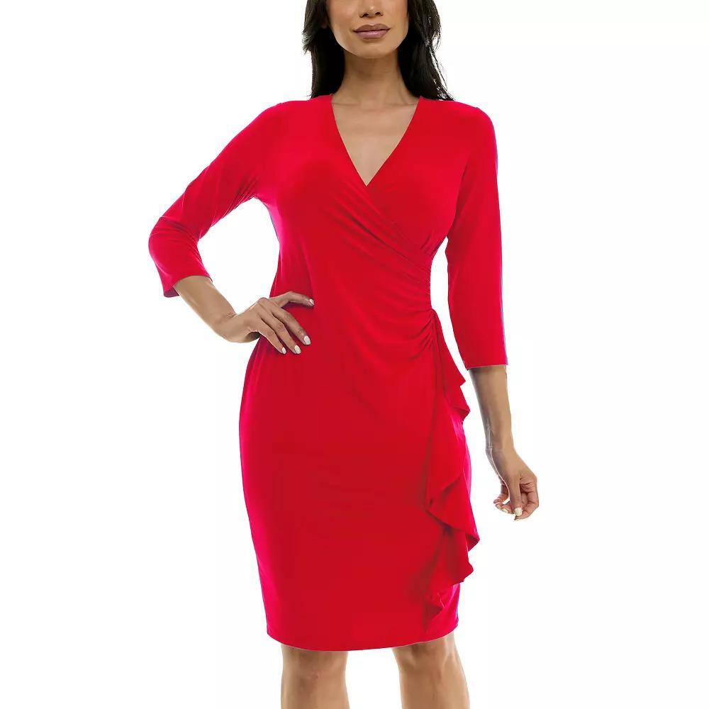Women's Nina Leonard Faux-Wrap Ruffle Mini Dress,  Product Image