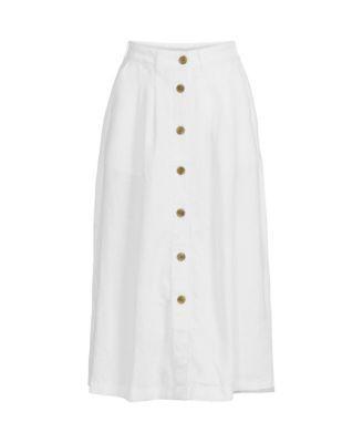 Lands End Womens Button Front Linen Midi Skirt Product Image