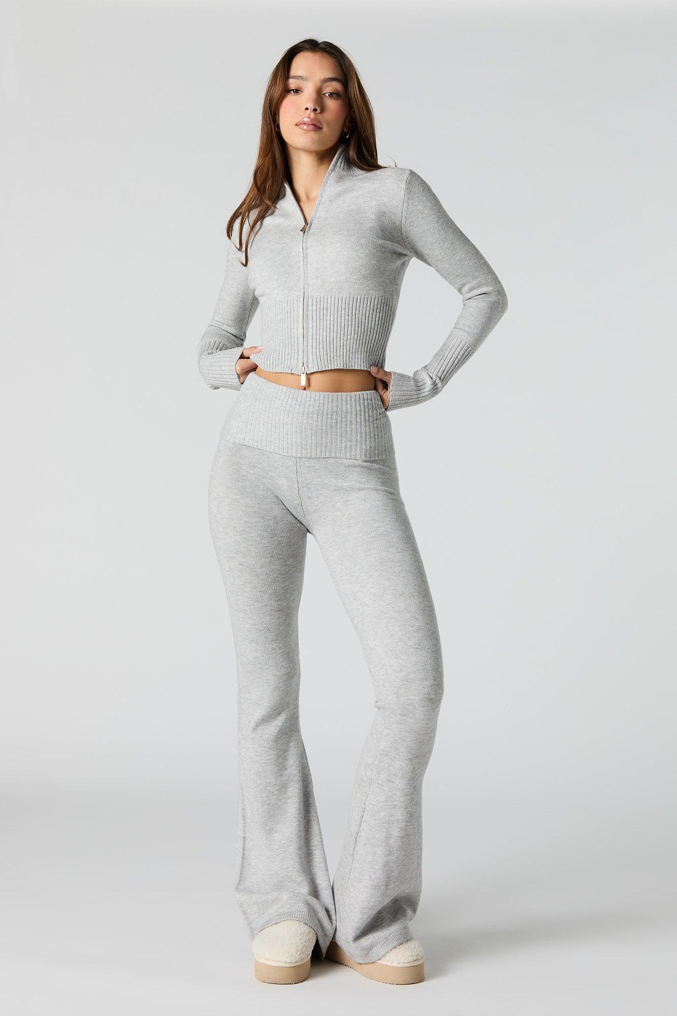 Foldover Waist Flare Knit Pant Female Product Image