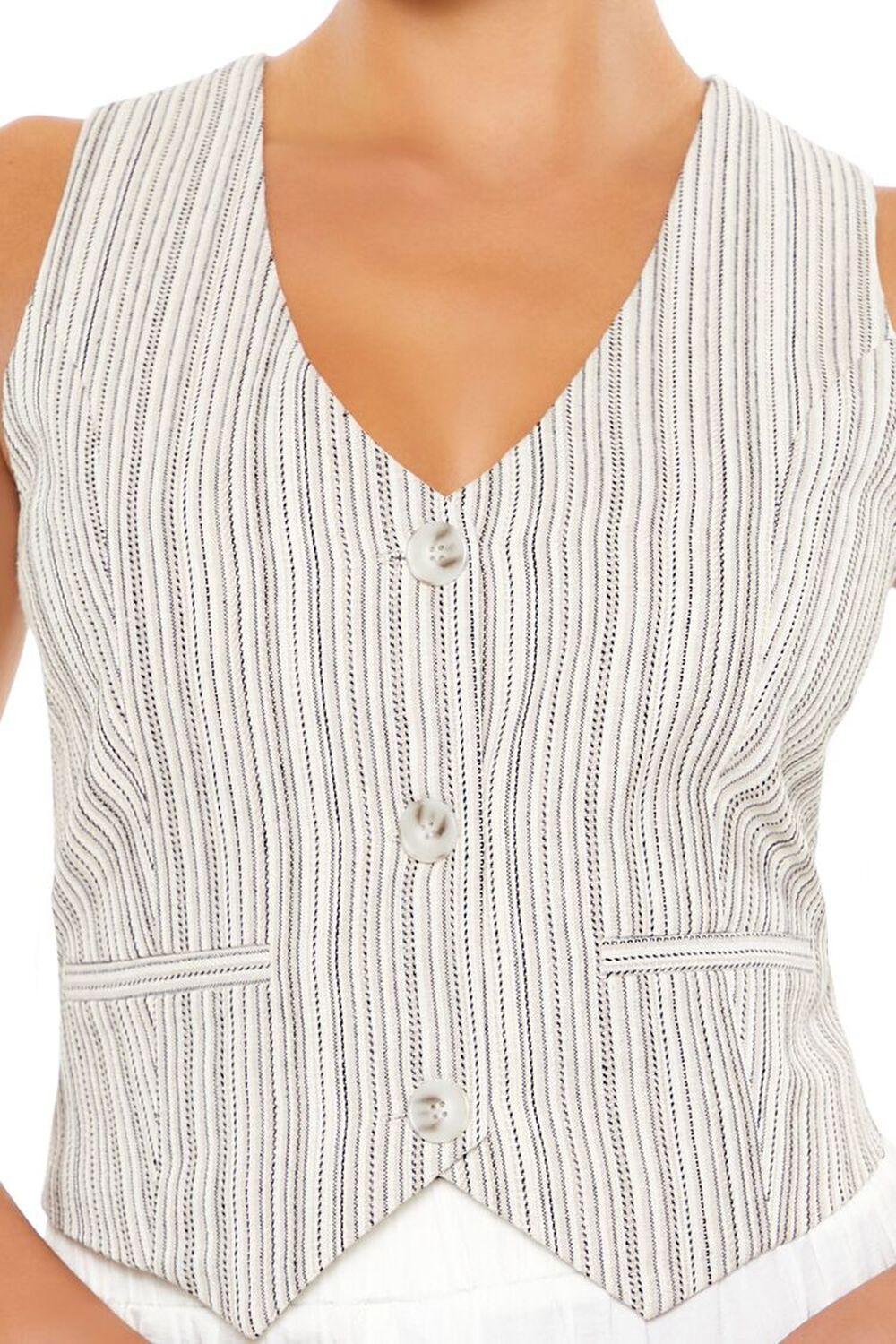 Striped Cropped V-Neck Vest | Forever 21 Product Image